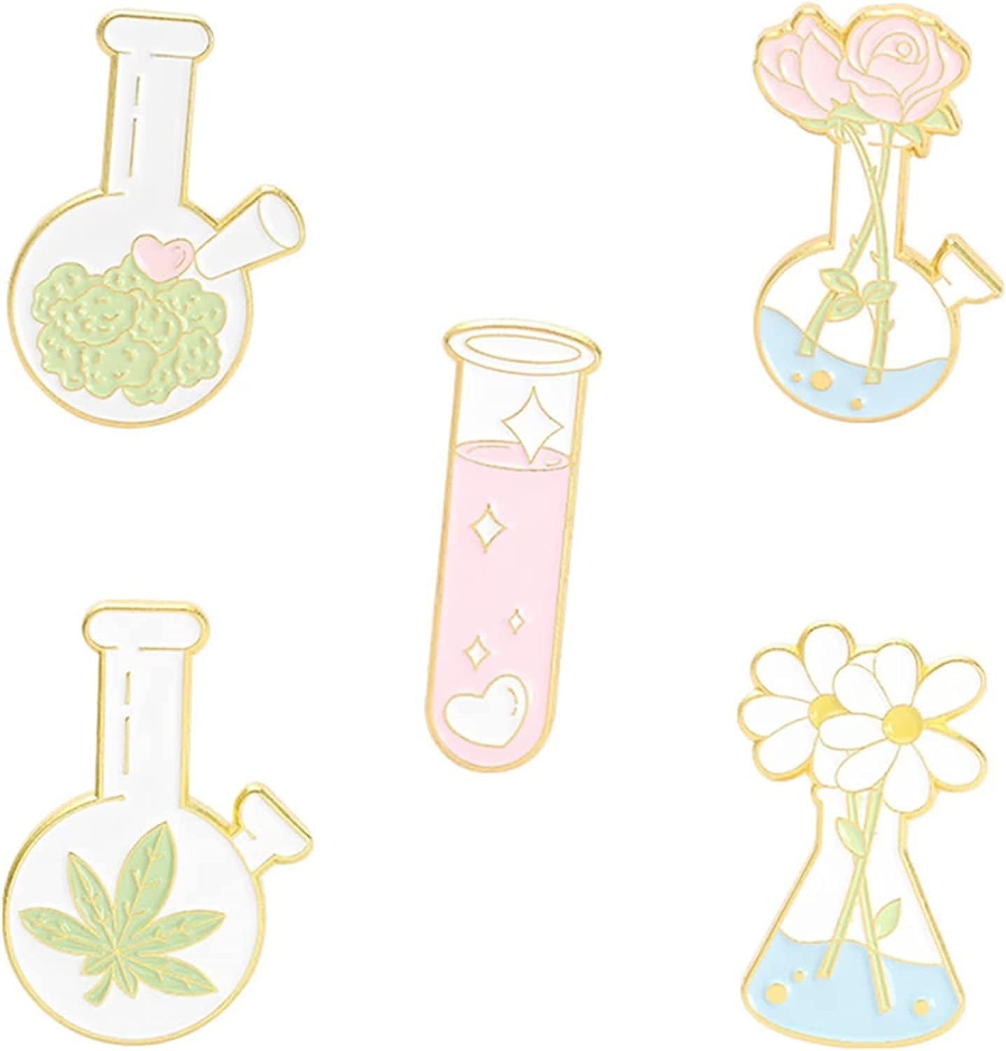 5Pcs Enamel Pins for Backpacks Cute Lapel Pins Set Cool Hat Pins Funny Brooch Women Gift Cuvette Plant