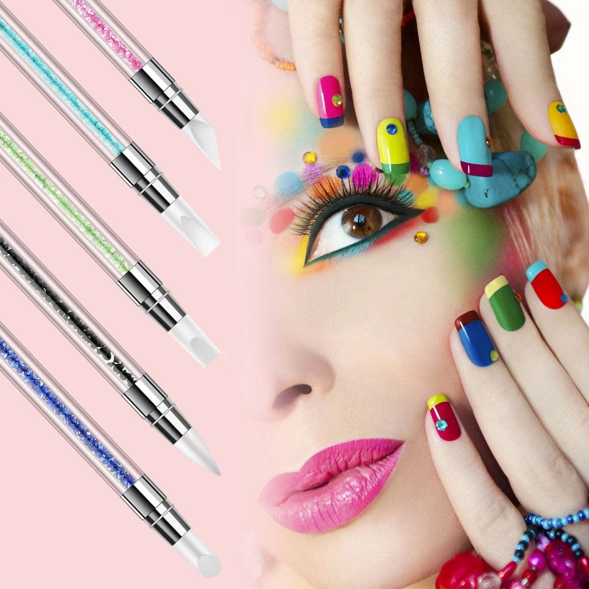 5Pcs Nail Art Sculpture Pen Dual Tipped Silicone Nail Tool Rhinestone Nail Polish Carving Pen Rubber Tip Nail Brushes Health & Beauty > Personal Care > Cosmetics > Cosmetic Tools > Nail Tools BTYMS