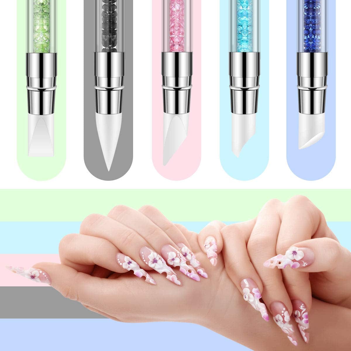 5Pcs Nail Art Sculpture Pen Dual Tipped Silicone Nail Tool Rhinestone Nail Polish Carving Pen Rubber Tip Nail Brushes Health & Beauty > Personal Care > Cosmetics > Cosmetic Tools > Nail Tools BTYMS