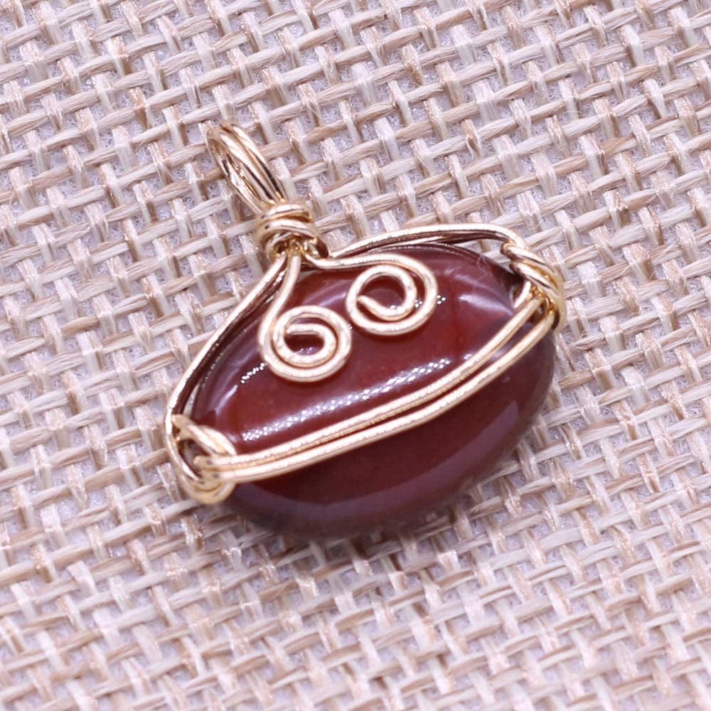 5PCS Natural Stone Healing Crystal Agate Pendant Gold Plated Wire Wrapped Agate Necklace Pendant for DIY Necklace Bracelet Jewelry Making Mixed Color