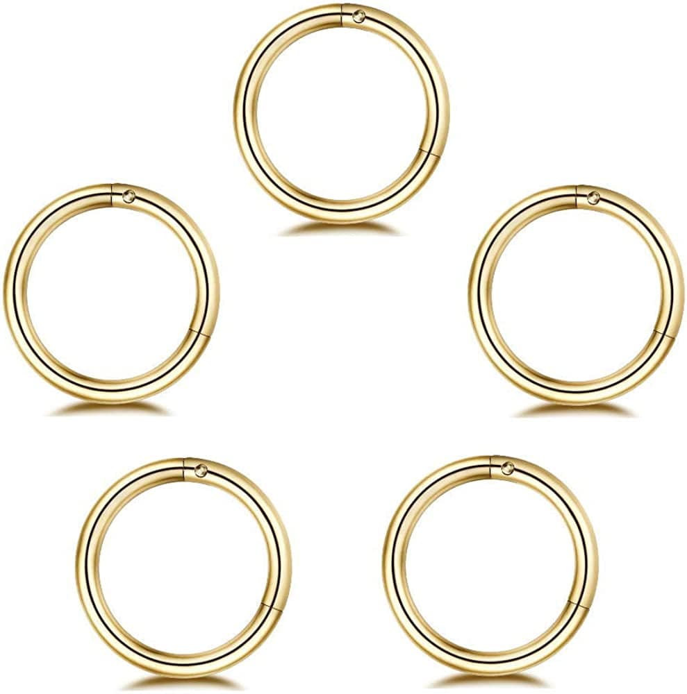5Pcs Stainless Steel 16G Sleeper Hoop Earrings for Women Men Boys Girls Septum Hinged Clicker Nose Lip Ring Helix Daith Cartilage Tragus Piercings Tiny Small Huggie Hoops Hypoallergenic Sensitive Ears Jewelry Apparel & Accessories > Jewelry > Rings NewZenro 8mm in gold