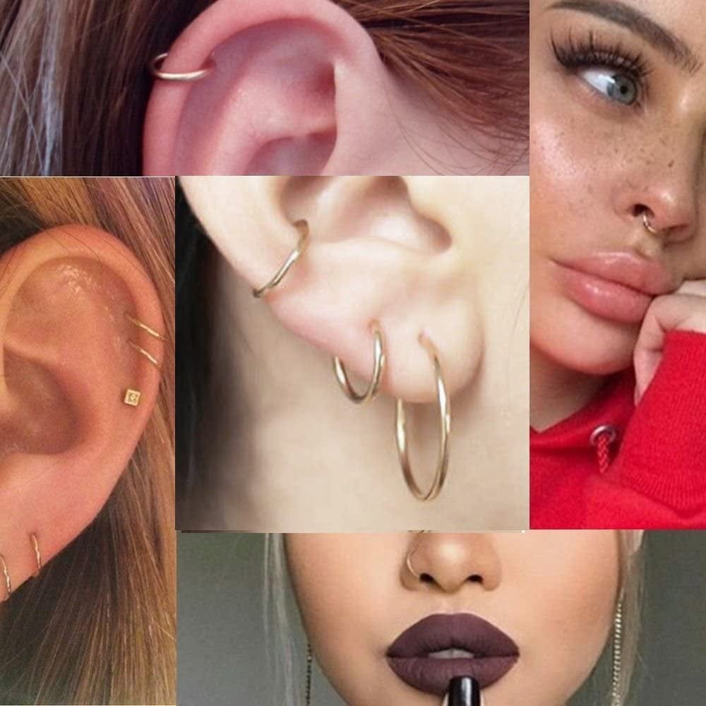 5Pcs Stainless Steel 16G Sleeper Hoop Earrings for Women Men Boys Girls Septum Hinged Clicker Nose Lip Ring Helix Daith Cartilage Tragus Piercings Tiny Small Huggie Hoops Hypoallergenic Sensitive Ears Jewelry Apparel & Accessories > Jewelry > Rings NewZenro