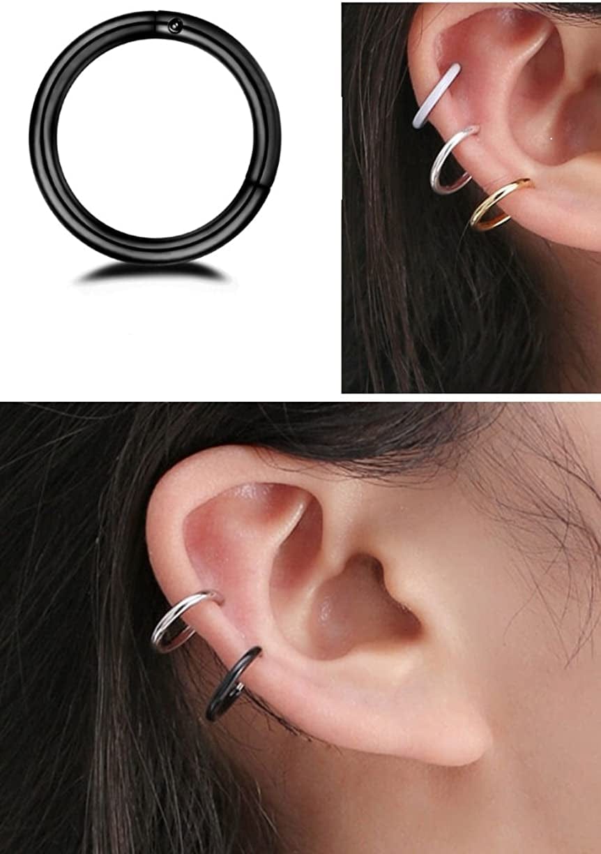 5Pcs Stainless Steel 16G Sleeper Hoop Earrings for Women Men Boys Girls Septum Hinged Clicker Nose Lip Ring Helix Daith Cartilage Tragus Piercings Tiny Small Huggie Hoops Hypoallergenic Sensitive Ears Jewelry Apparel & Accessories > Jewelry > Rings NewZenro