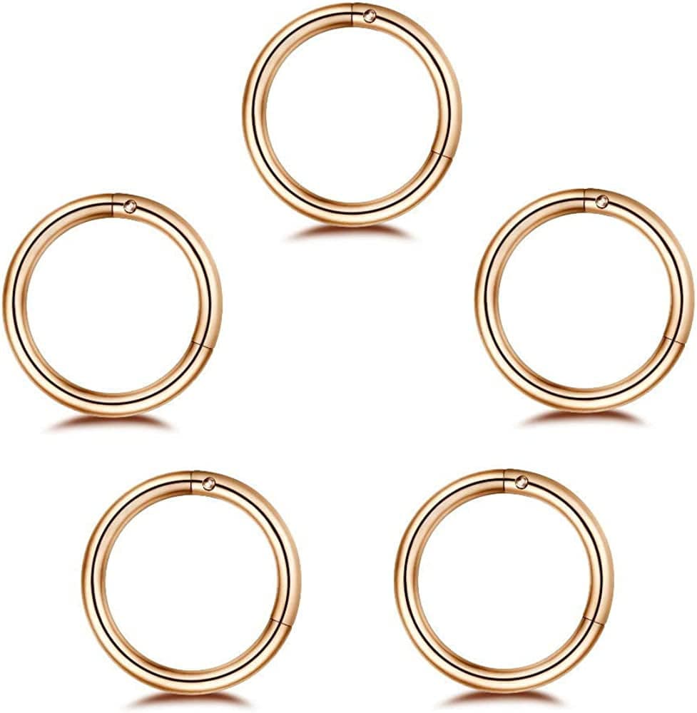 5Pcs Stainless Steel 16G Sleeper Hoop Earrings for Women Men Boys Girls Septum Hinged Clicker Nose Lip Ring Helix Daith Cartilage Tragus Piercings Tiny Small Huggie Hoops Hypoallergenic Sensitive Ears Jewelry Apparel & Accessories > Jewelry > Rings NewZenro 8mm in rose gold