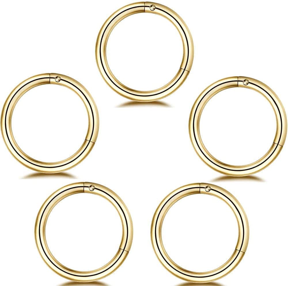 5Pcs Stainless Steel 16G Sleeper Hoop Earrings for Women Men Boys Girls Septum Hinged Clicker Nose Lip Ring Helix Daith Cartilage Tragus Piercings Tiny Small Huggie Hoops Hypoallergenic Sensitive Ears Jewelry Apparel & Accessories > Jewelry > Rings NewZenro 10mm in gold