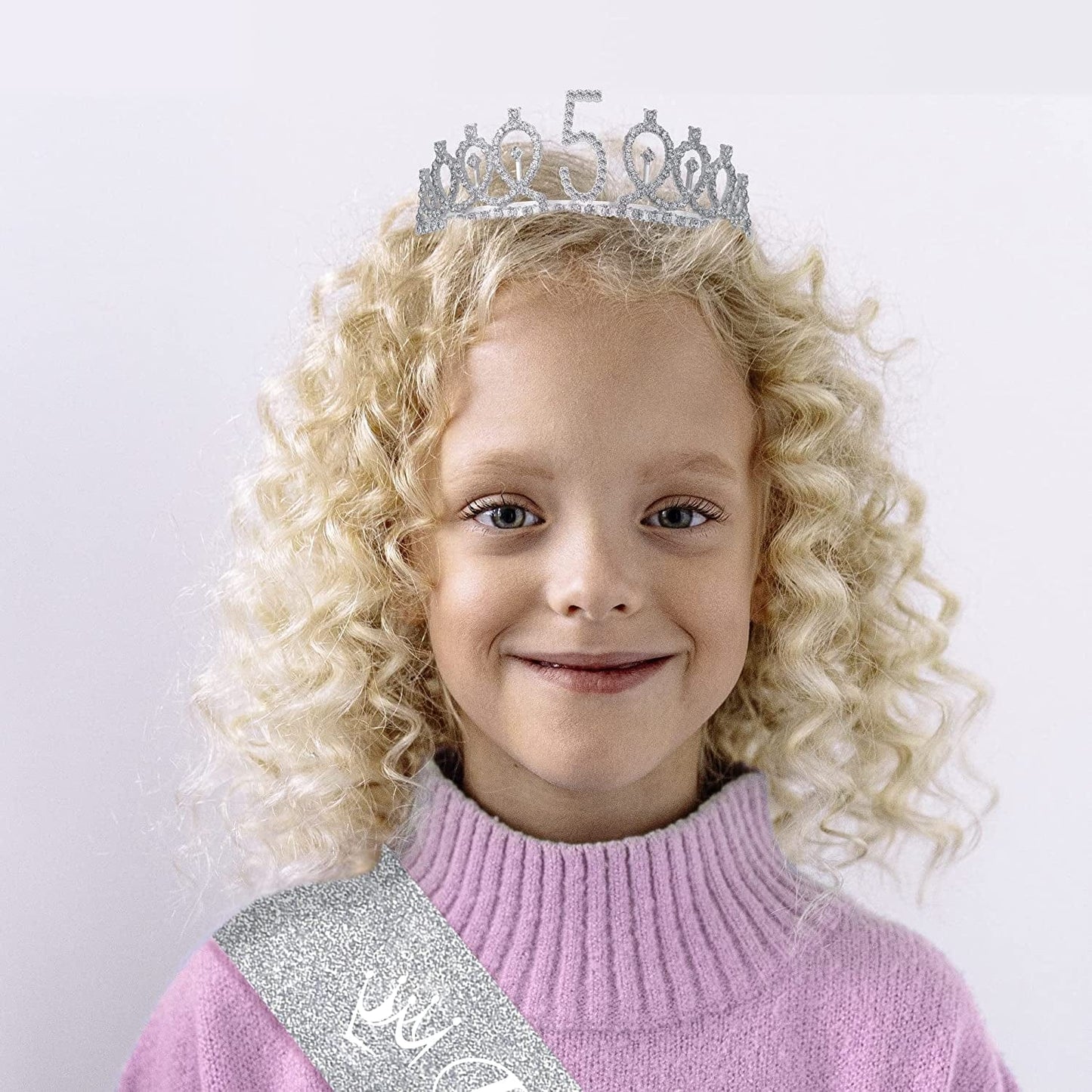 5Th Birthday Sash and Tiara for Girls - Fabulous Glitter Sash + Loops Rhinestone Silver Premium Metal Tiara for Girls, 5Th Birthday Gifts for Princess Party Apparel & Accessories > Clothing Accessories > Sashes EBE EmmasbyEmma