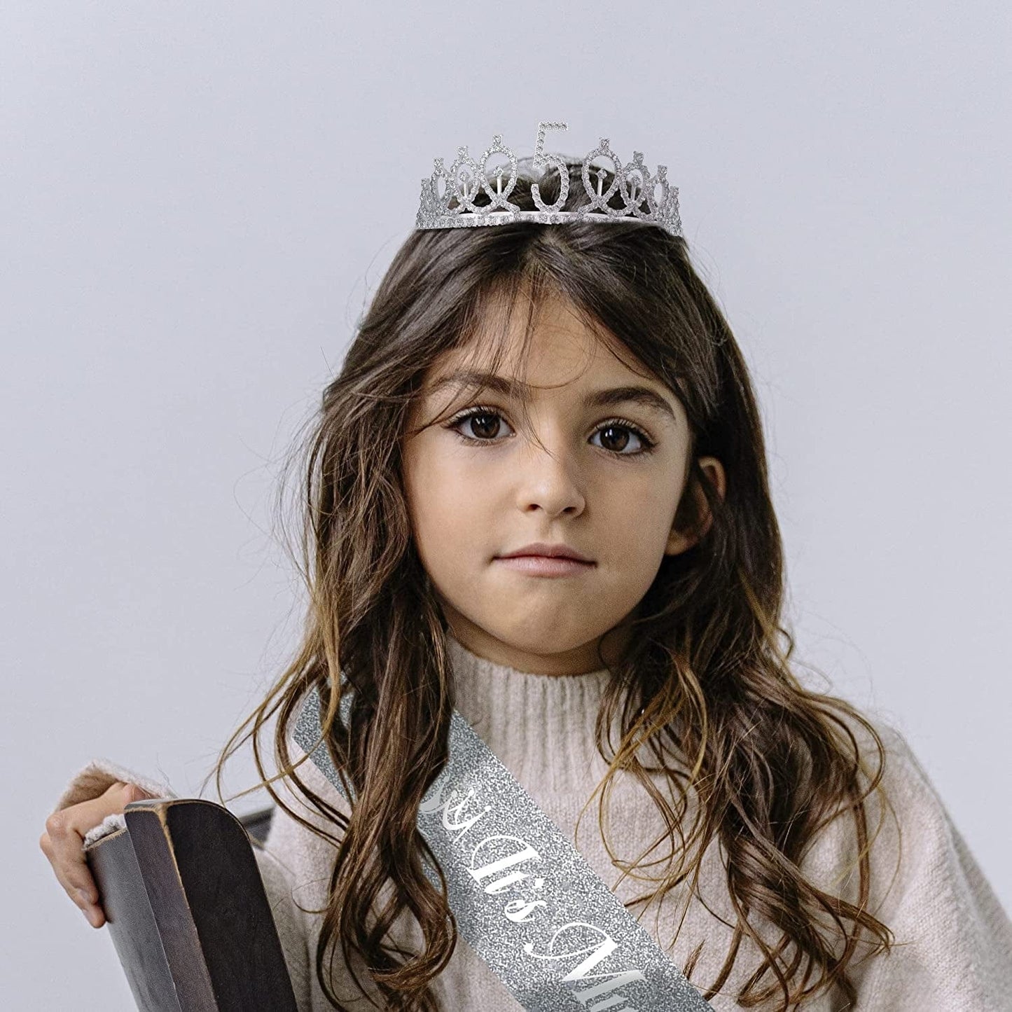 5Th Birthday Sash and Tiara for Girls - Fabulous Glitter Sash + Loops Rhinestone Silver Premium Metal Tiara for Girls, 5Th Birthday Gifts for Princess Party Apparel & Accessories > Clothing Accessories > Sashes EBE EmmasbyEmma