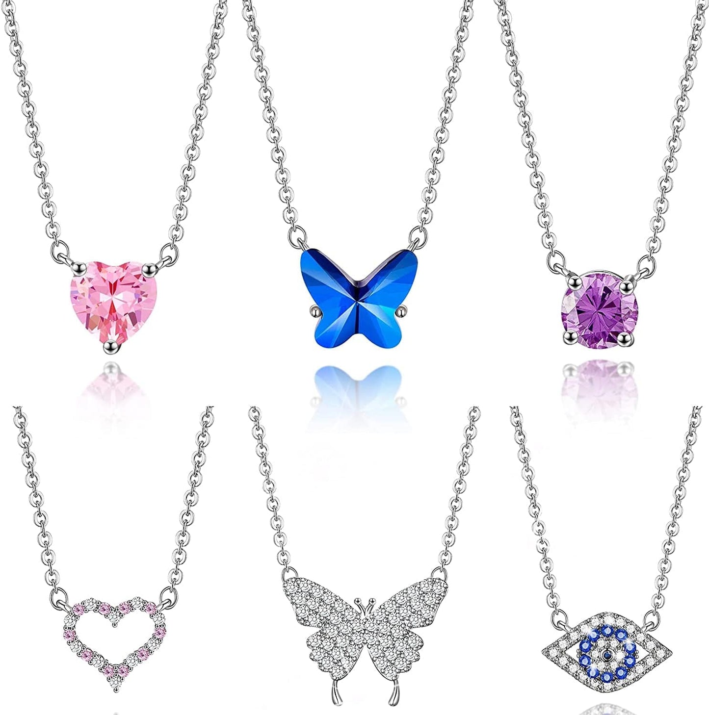 6/10/12 PCS Multiple DIY Layered Choker Necklace Pack for Teens - Gold Y Pendant Necklace for Women - Gold Silver Chokers for Teen Girls #4-6pcs-CZ pendant