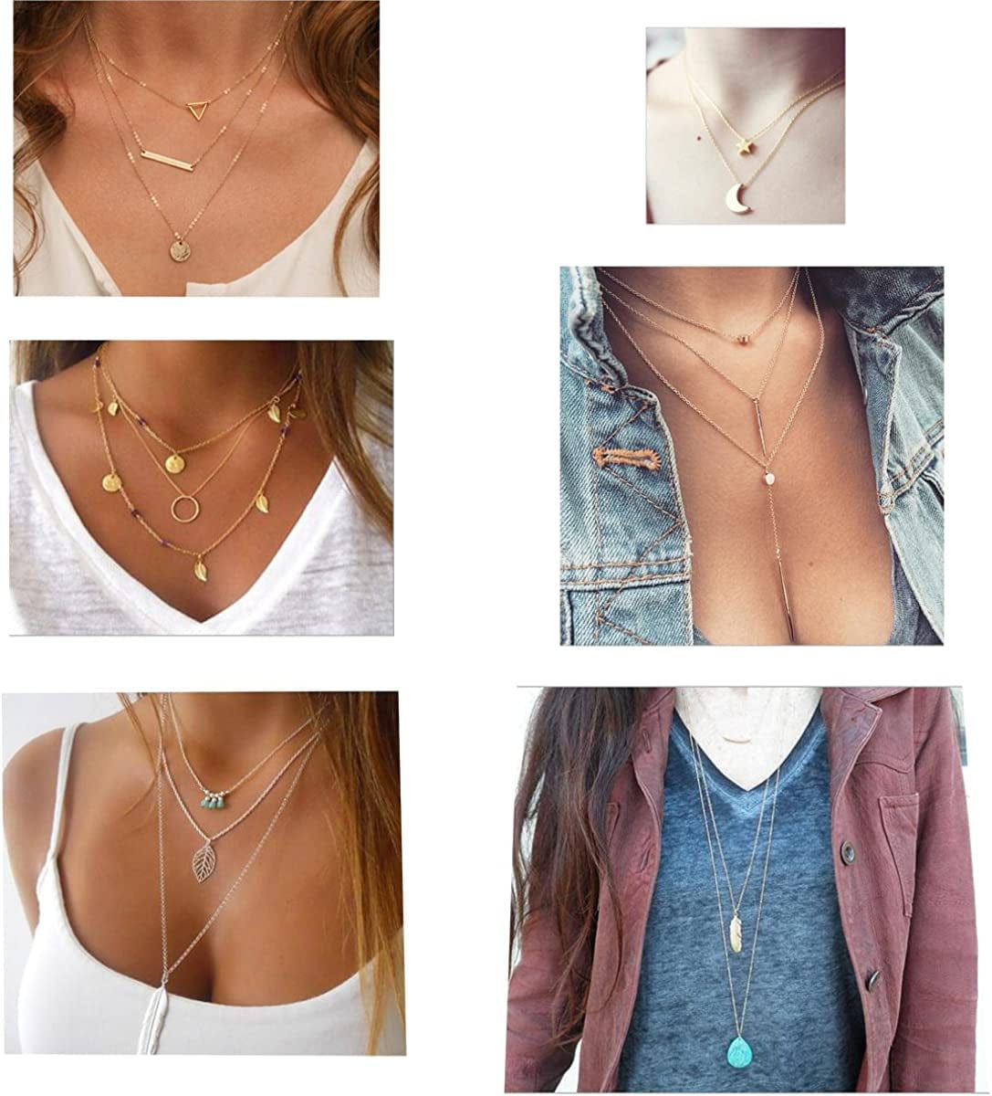 6/10/12 PCS Multiple DIY Layered Choker Necklace Pack for Teens - Gold Y Pendant Necklace for Women - Gold Silver Chokers for Teen Girls