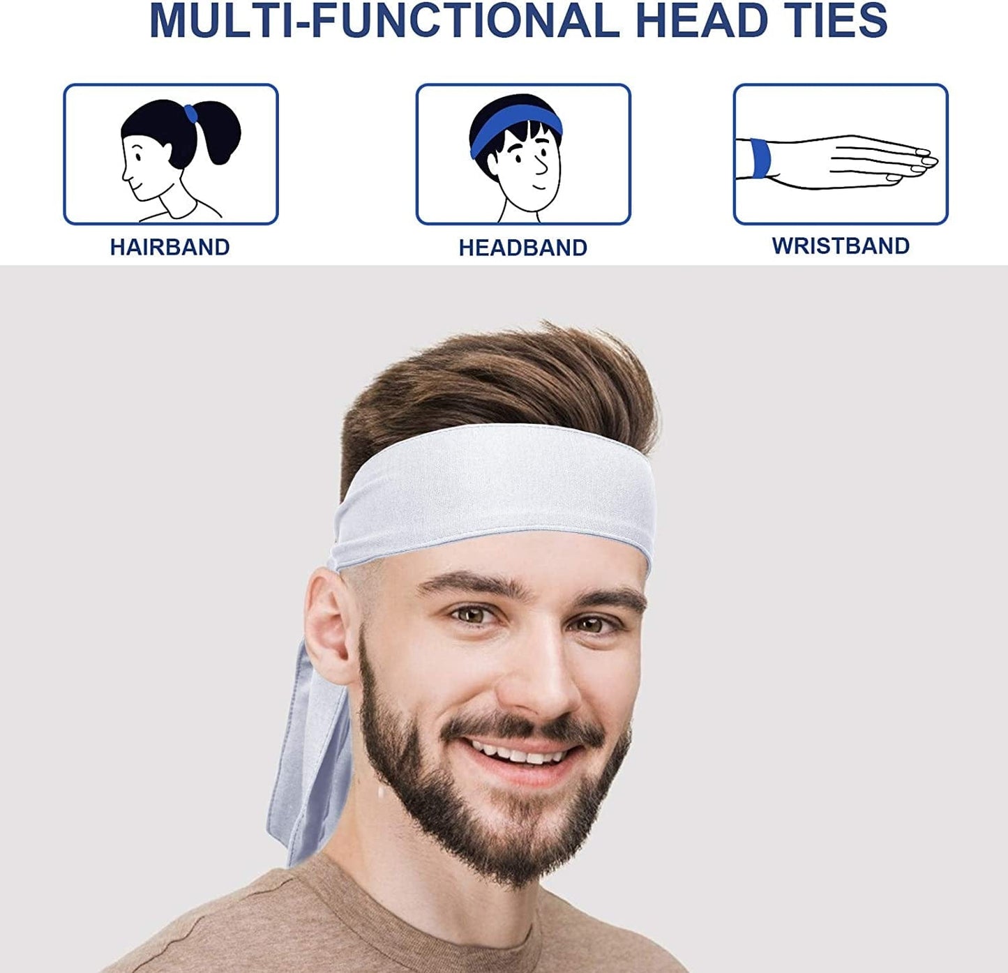 6 Pack Head Tie Headbands for Men, Tennis Karate & Ninja Headbands, Athletic Sweatbands for Men Women Apparel & Accessories > Clothing Accessories > Bandanas & Headties Chalier