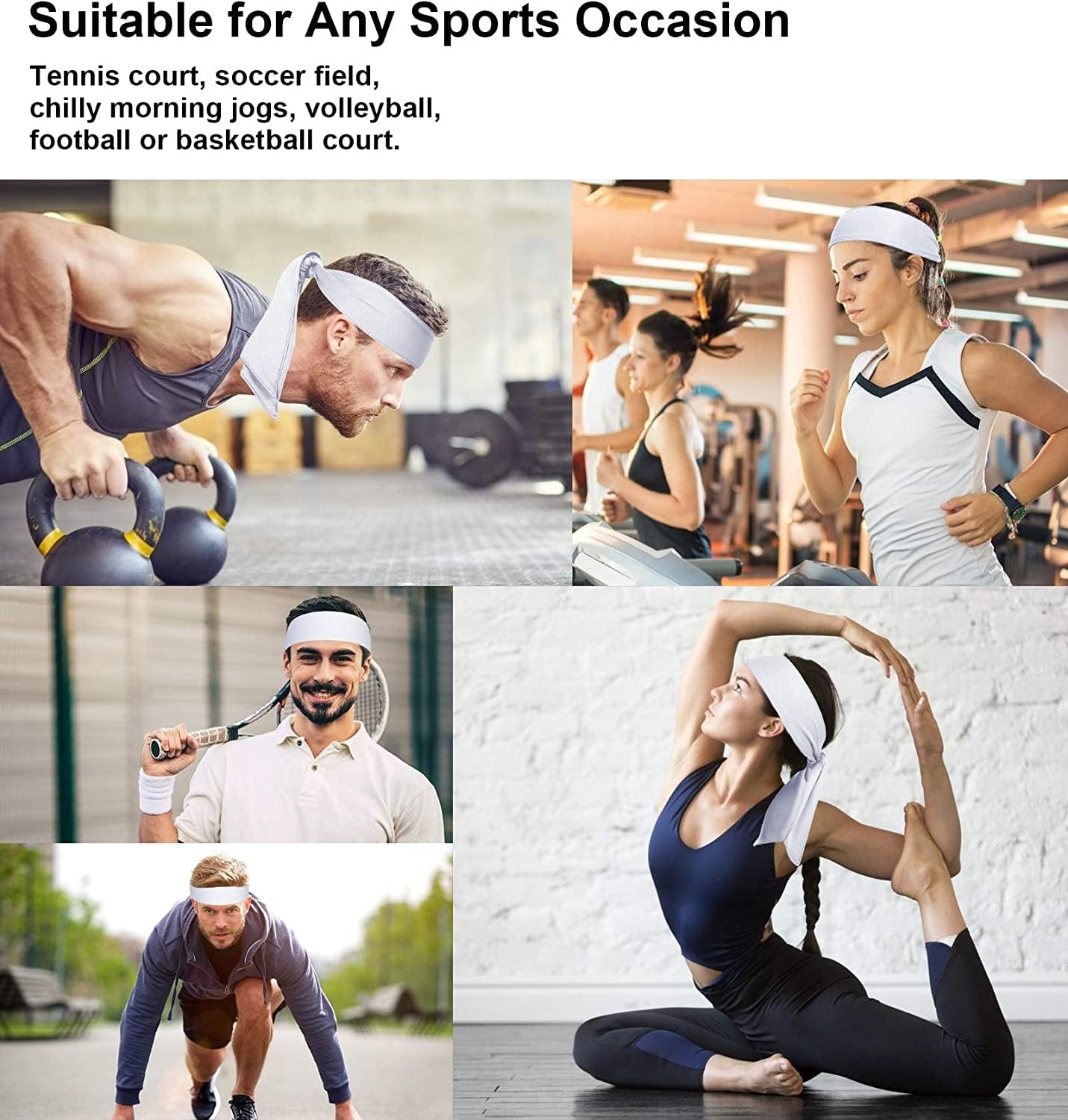 6 Pack Head Tie Headbands for Men, Tennis Karate & Ninja Headbands, Athletic Sweatbands for Men Women Apparel & Accessories > Clothing Accessories > Bandanas & Headties Chalier