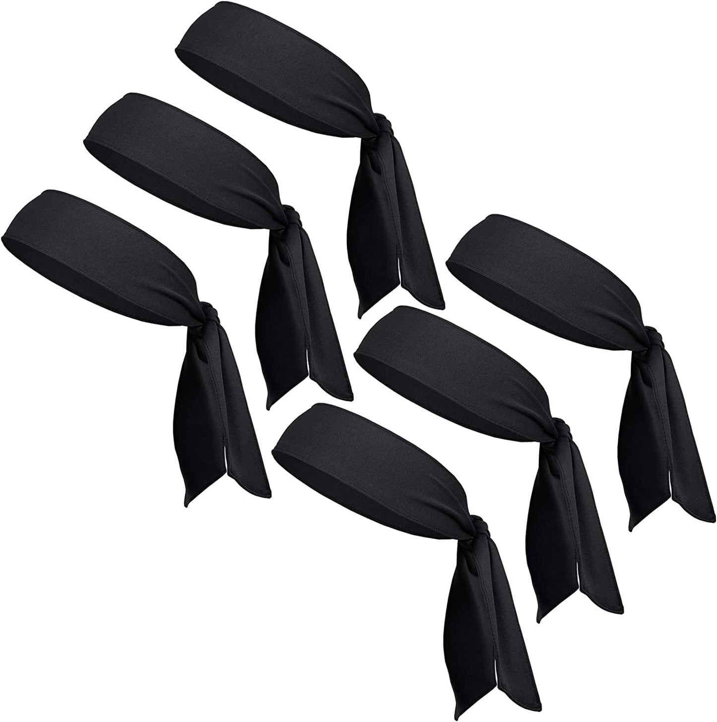 6 Pack Head Tie Headbands for Men, Tennis Karate & Ninja Headbands, Athletic Sweatbands for Men Women Apparel & Accessories > Clothing Accessories > Bandanas & Headties Chalier iron black (6 pack)