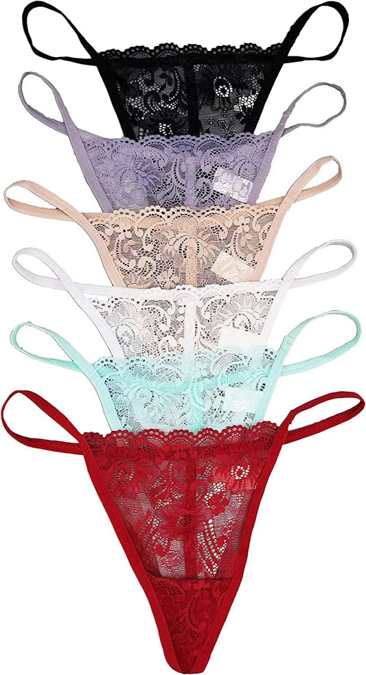 6 Pack Sexy Floral Lace G-String Thong Panties L266 Medium