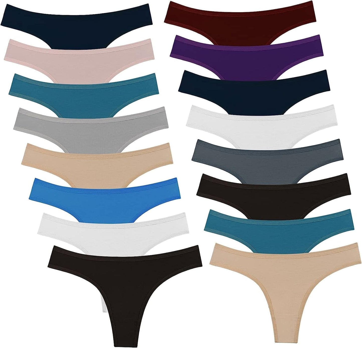 6 Pack Women'S Cotton Thongs Breathable Bikini Panties Underwear 16 Pack- Bright / X-Small
