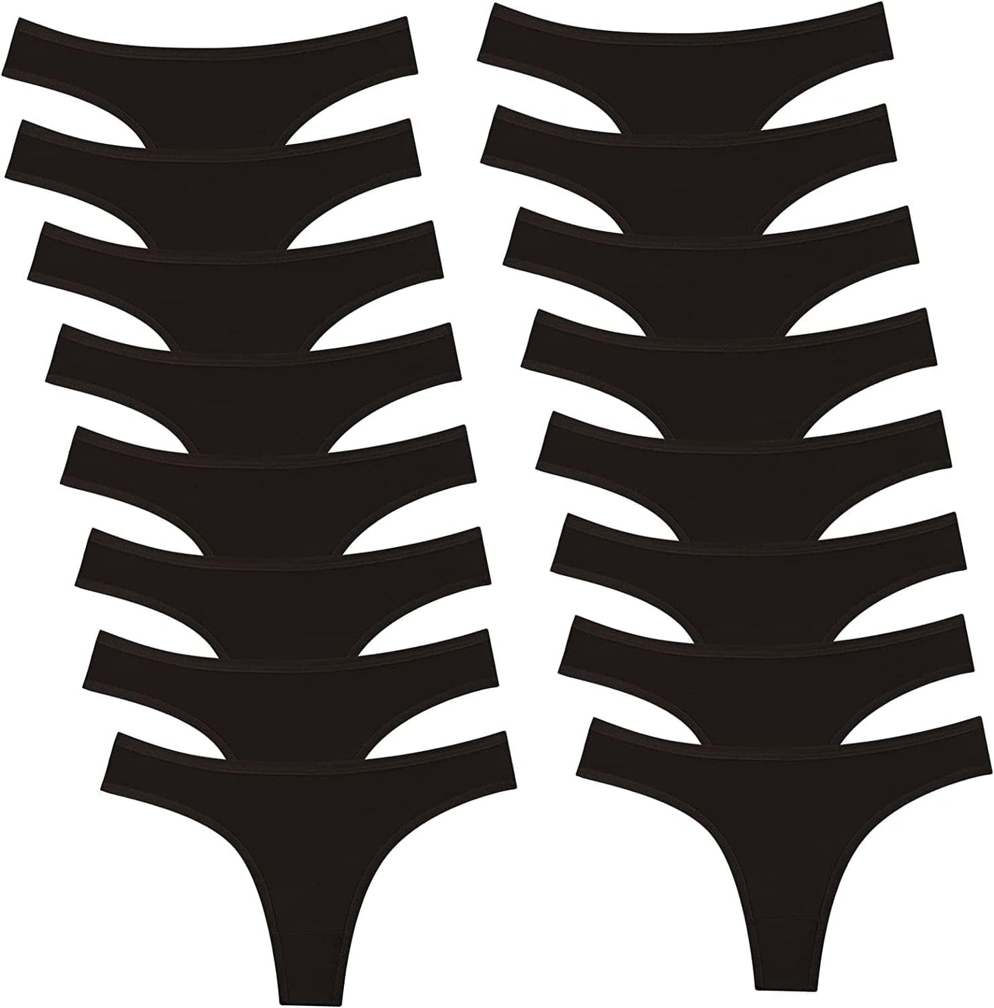 6 Pack Women'S Cotton Thongs Breathable Bikini Panties Underwear 16 Pack-black / X-Small