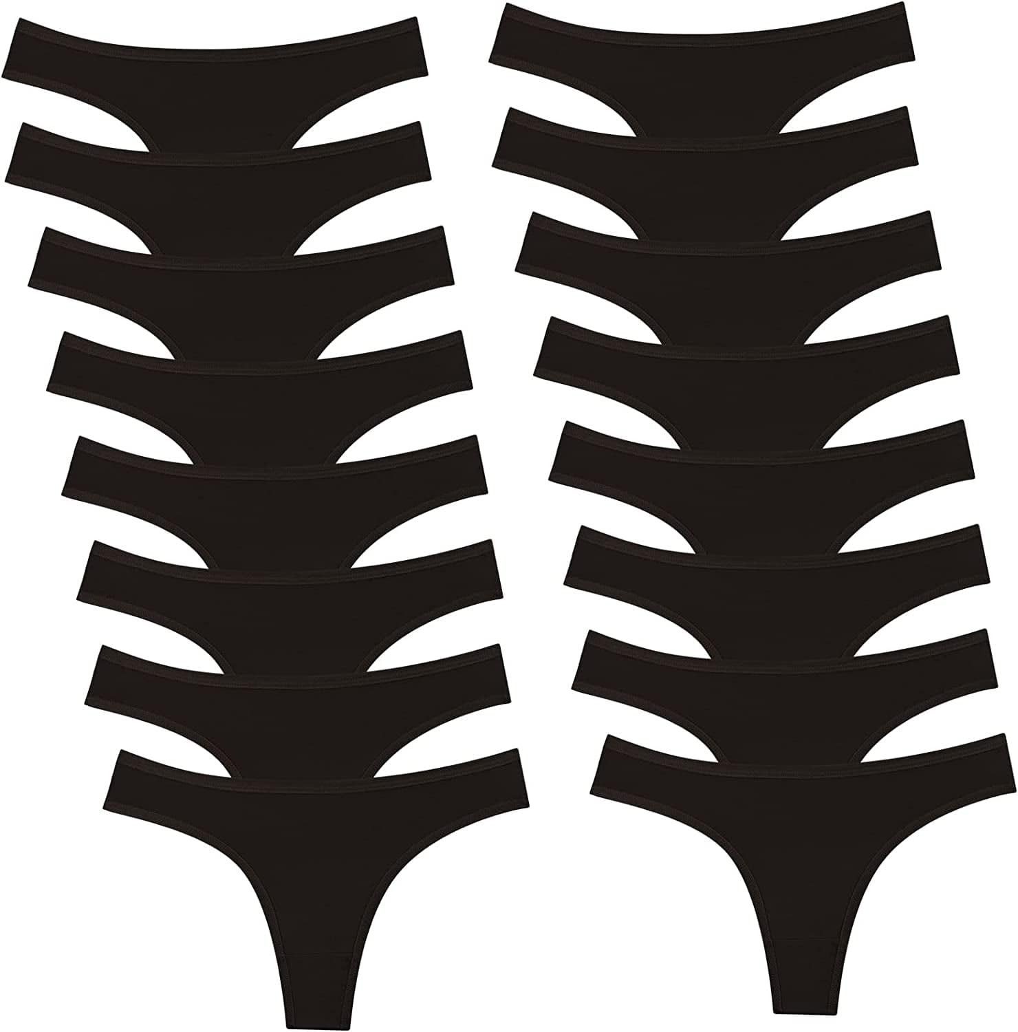 6 Pack Women'S Cotton Thongs Breathable Bikini Panties Underwear 16 Pack-black / X-Small