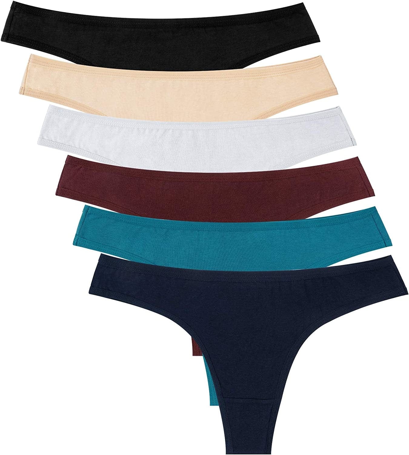 6 Pack Women'S Cotton Thongs Breathable Bikini Panties Underwear Dark Vintage / X-Large