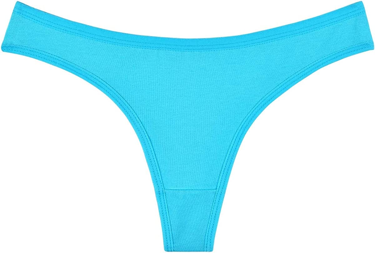 6 Pack Women'S Cotton Thongs Breathable Bikini Panties Underwear
