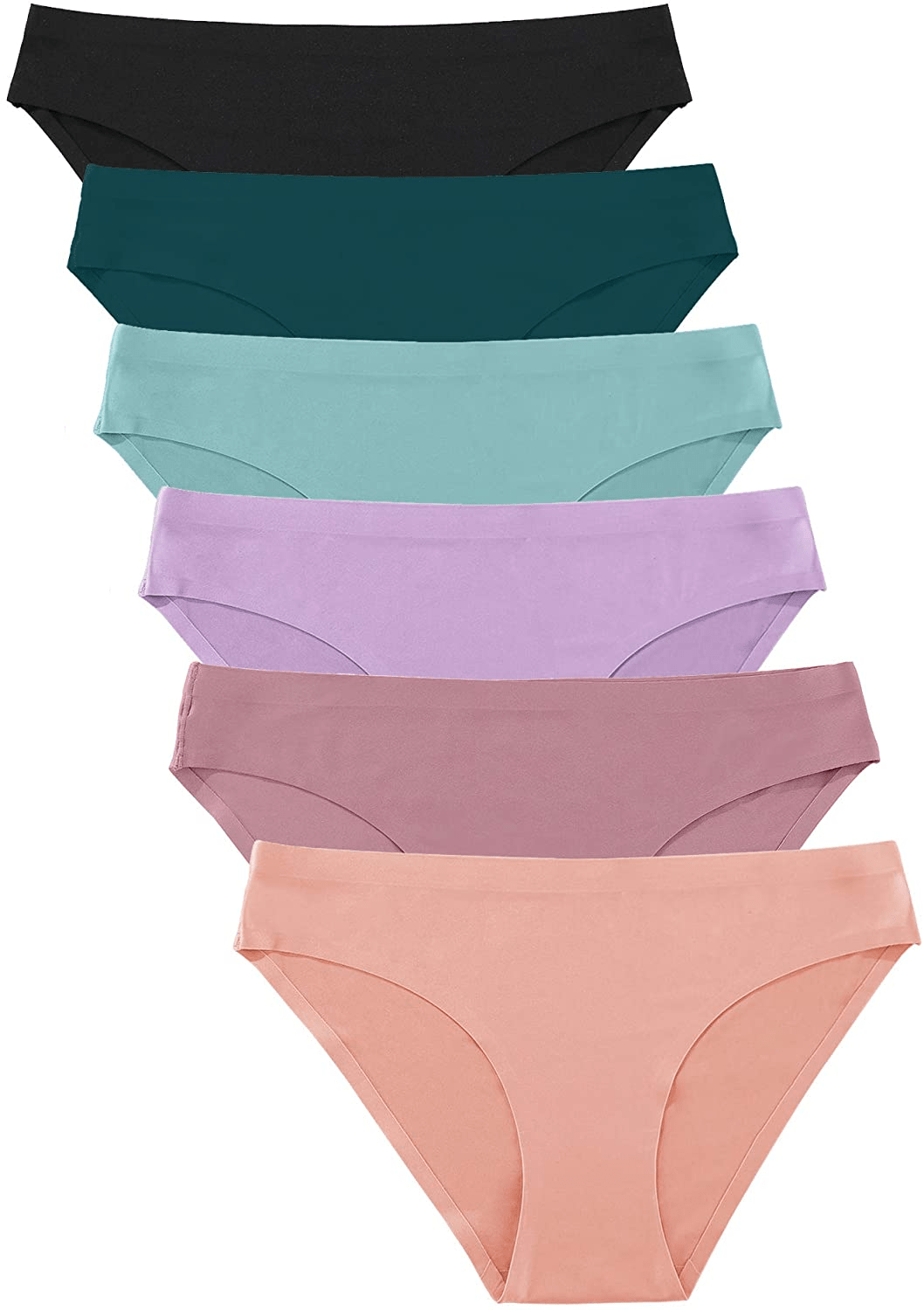 6 Pack Women’S Seamless Hipster Underwear No Show Panties Invisibles Briefs Soft Stretch Bikini Underwears XS-XL Apparel & Accessories > Clothing > Underwear & Socks > Underwear KYLIE MAX 6pack Solid 3 Medium
