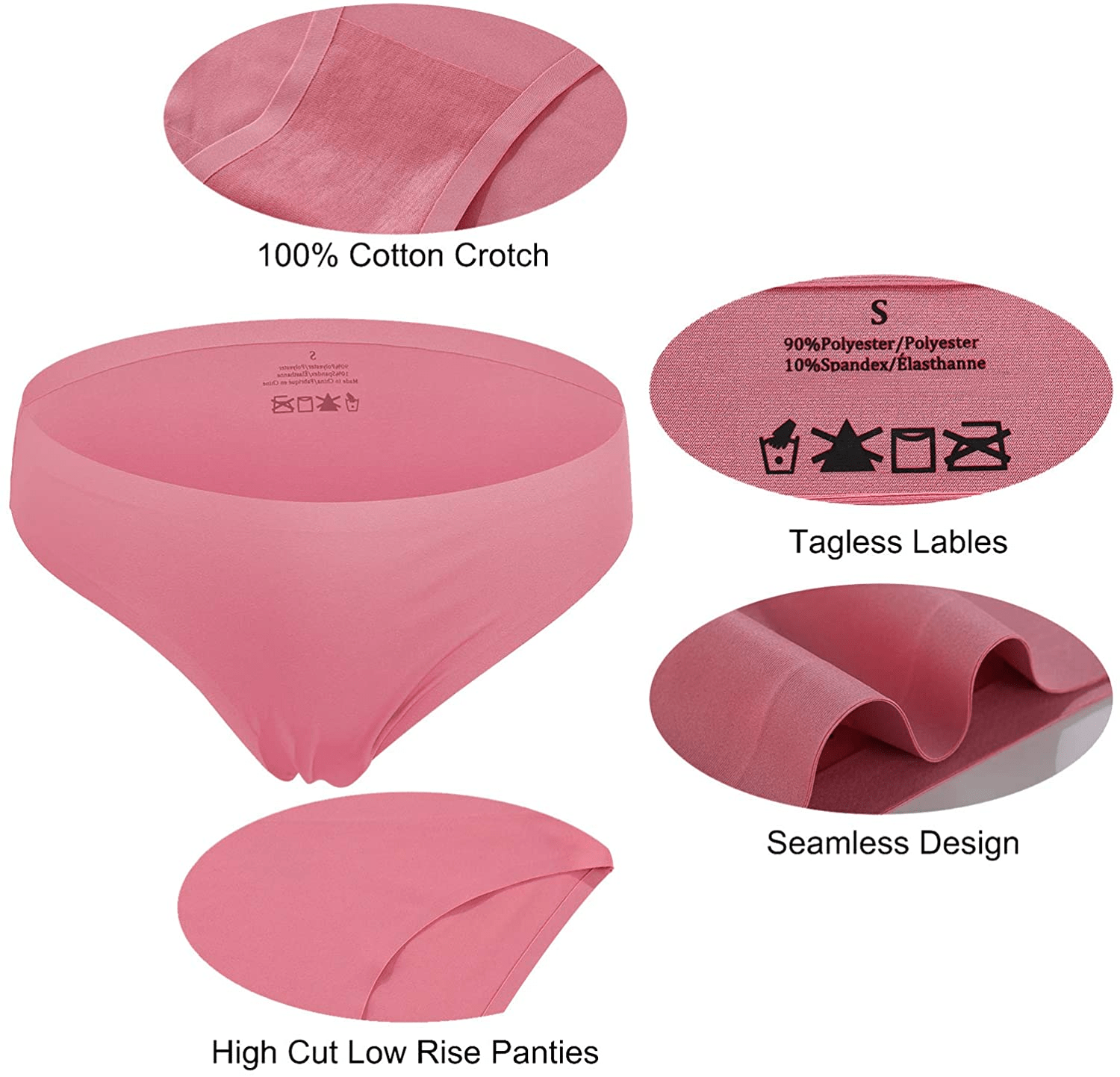 6 Pack Women’S Seamless Hipster Underwear No Show Panties Invisibles Briefs Soft Stretch Bikini Underwears XS-XL Apparel & Accessories > Clothing > Underwear & Socks > Underwear KYLIE MAX