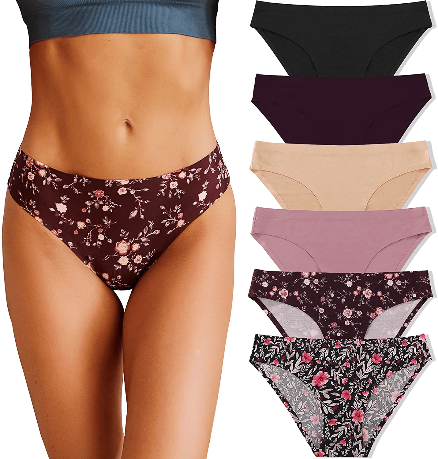 6 Pack Women’S Seamless Hipster Underwear No Show Panties Invisibles Briefs Soft Stretch Bikini Underwears XS-XL Apparel & Accessories > Clothing > Underwear & Socks > Underwear KYLIE MAX 6pack Assorted X-Small