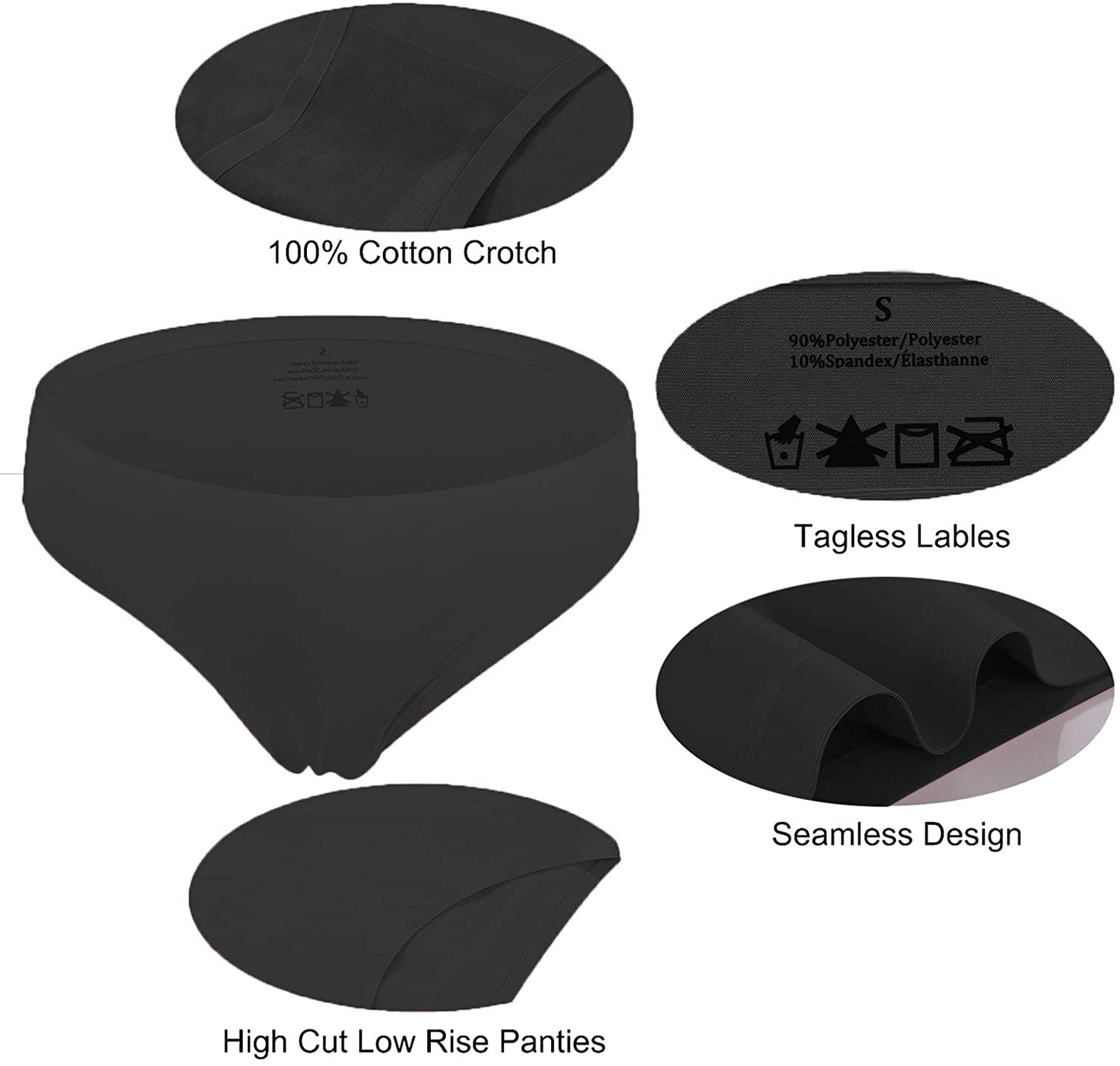 6 Pack Women’S Seamless Hipster Underwear No Show Panties Invisibles Briefs Soft Stretch Bikini Underwears XS-XL Apparel & Accessories > Clothing > Underwear & Socks > Underwear KYLIE MAX