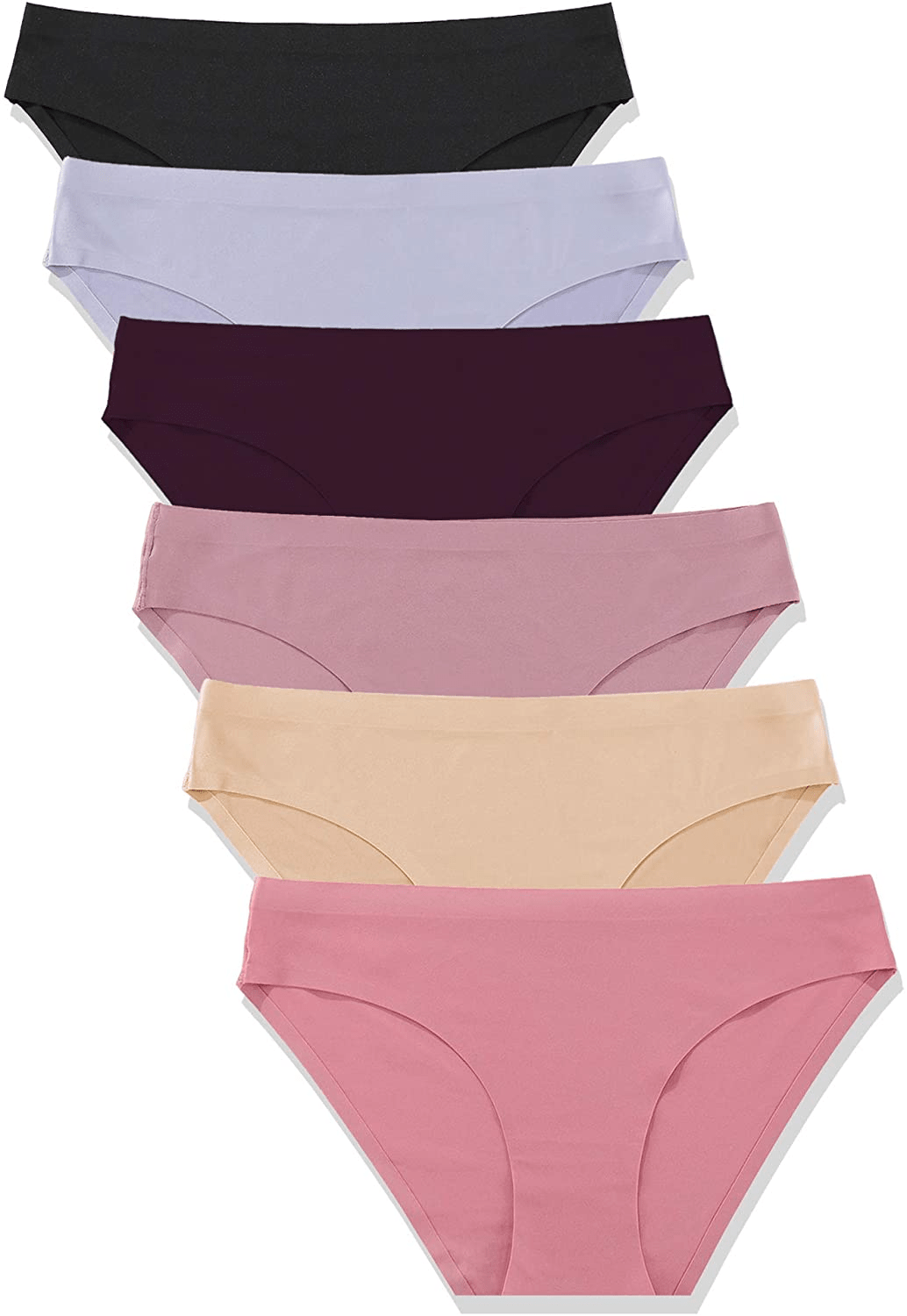 6 Pack Women’S Seamless Hipster Underwear No Show Panties Invisibles Briefs Soft Stretch Bikini Underwears XS-XL Apparel & Accessories > Clothing > Underwear & Socks > Underwear KYLIE MAX 6pack Solid Medium