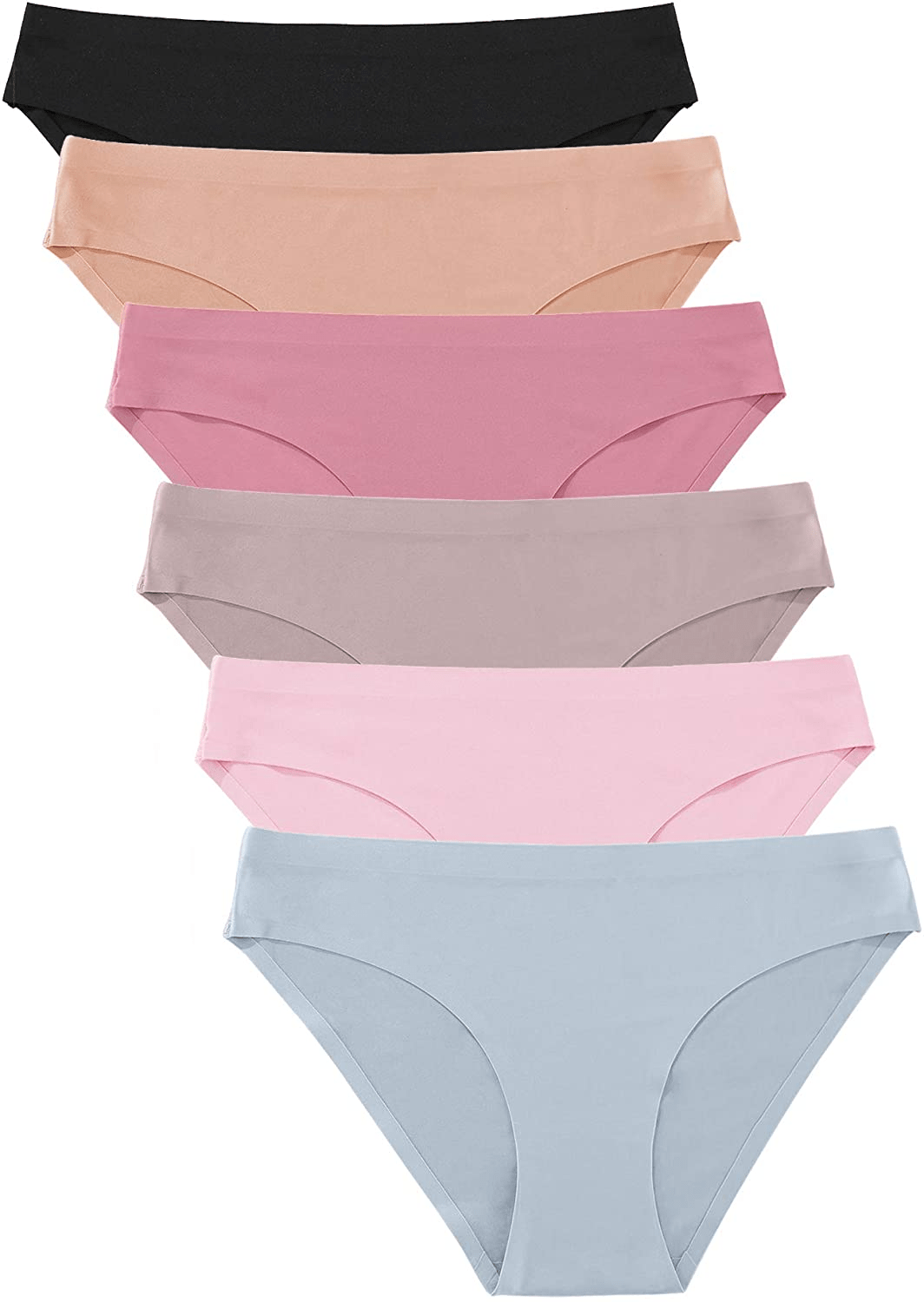 6 Pack Women’S Seamless Hipster Underwear No Show Panties Invisibles Briefs Soft Stretch Bikini Underwears XS-XL Apparel & Accessories > Clothing > Underwear & Socks > Underwear KYLIE MAX 6pack Solid 2 Large