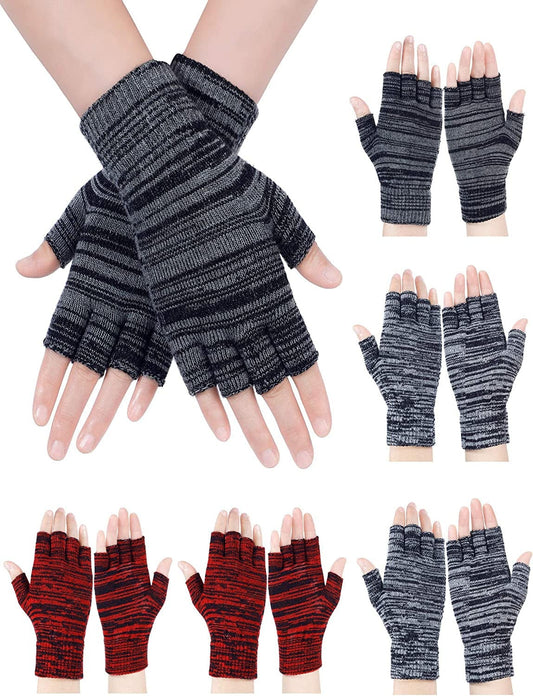 6 Pairs Half Finger Gloves Unisex Fingerless Gloves Winter Knit Gloves Stretchy Typing Gloves Mittens Apparel & Accessories > Clothing Accessories > Gloves & Mittens Syhood