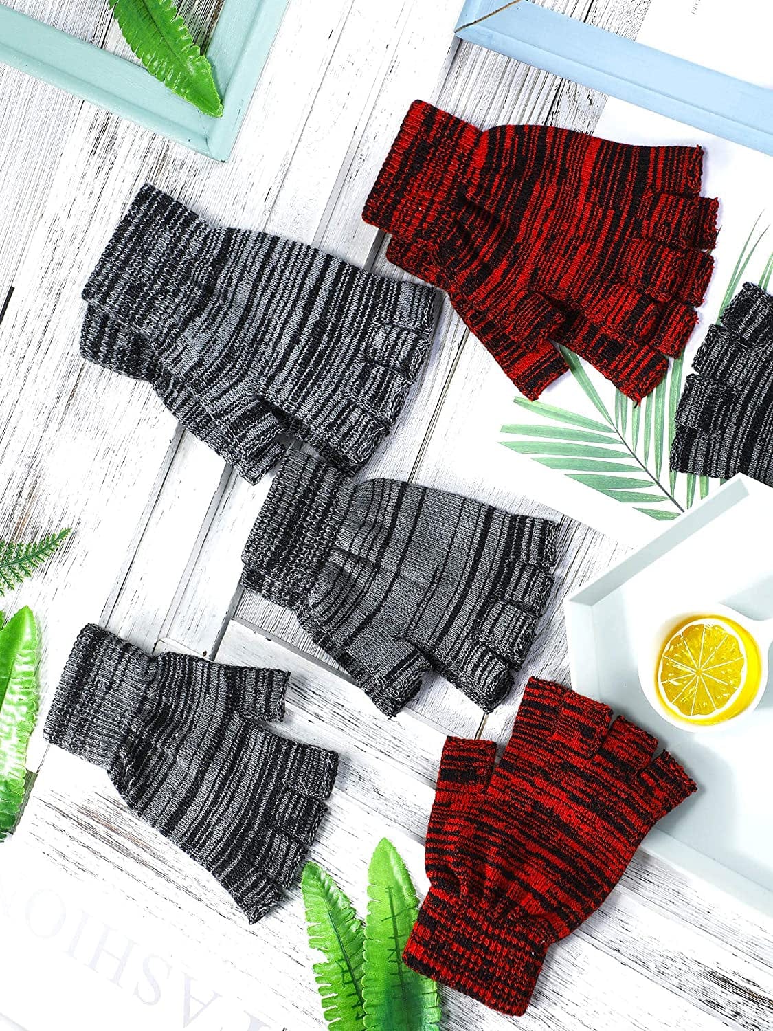 6 Pairs Half Finger Gloves Unisex Fingerless Gloves Winter Knit Gloves Stretchy Typing Gloves Mittens Apparel & Accessories > Clothing Accessories > Gloves & Mittens Syhood