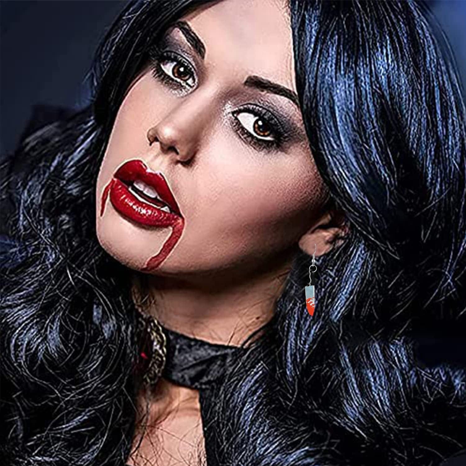 6 Pairs Punk Knife Dagger Drop Dangle Earring Set Gothic Acrylicjust Follow Bloody Printed Knife Earring for Women Girl Teen Hip Hop Halloween Party Jewelry with Box Apparel & Accessories > Jewelry > Earrings Just Follow