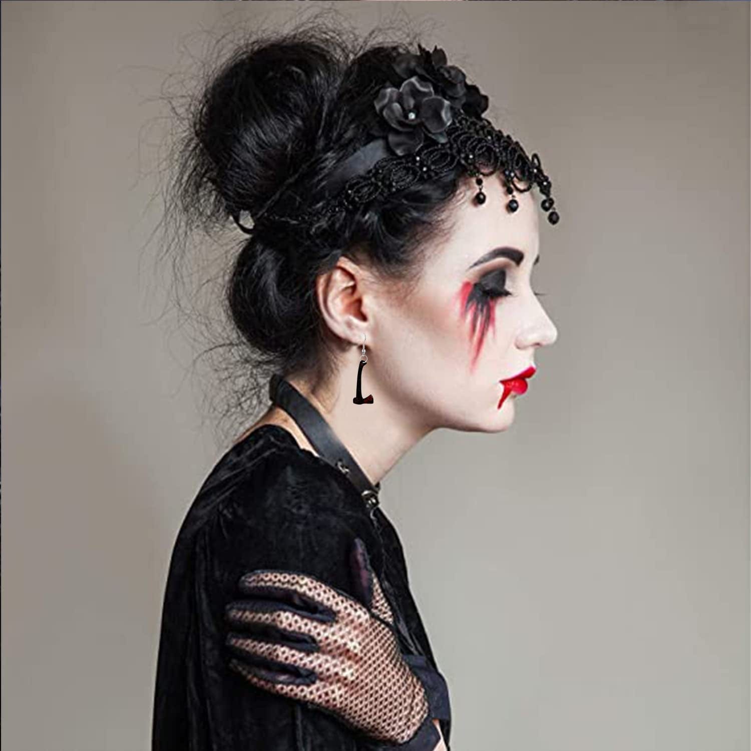 6 Pairs Punk Knife Dagger Drop Dangle Earring Set Gothic Acrylicjust Follow Bloody Printed Knife Earring for Women Girl Teen Hip Hop Halloween Party Jewelry with Box Apparel & Accessories > Jewelry > Earrings Just Follow