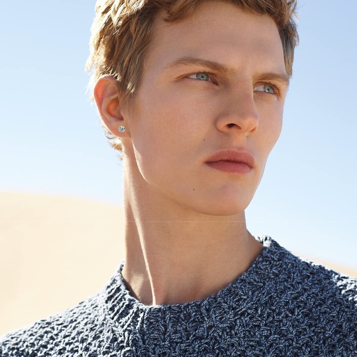 6 Pairs Stud Earrings Set,Clear Cubic Zirconia 316L Stainless Steel Earrings for Women for Men 3-8Mm