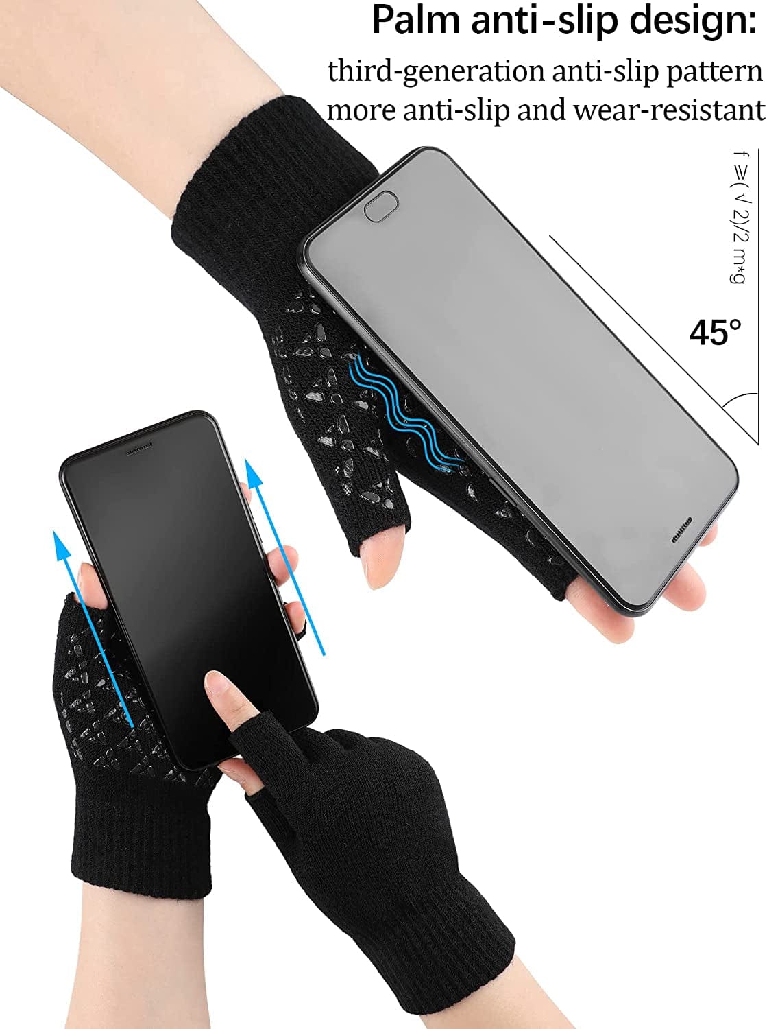 6 Pairs Winter Half Fingerless Knit Gloves Stretchy Anti-Slip Gloves Warm Texting Mittens for Men Women Apparel & Accessories > Clothing Accessories > Gloves & Mittens Geyoga