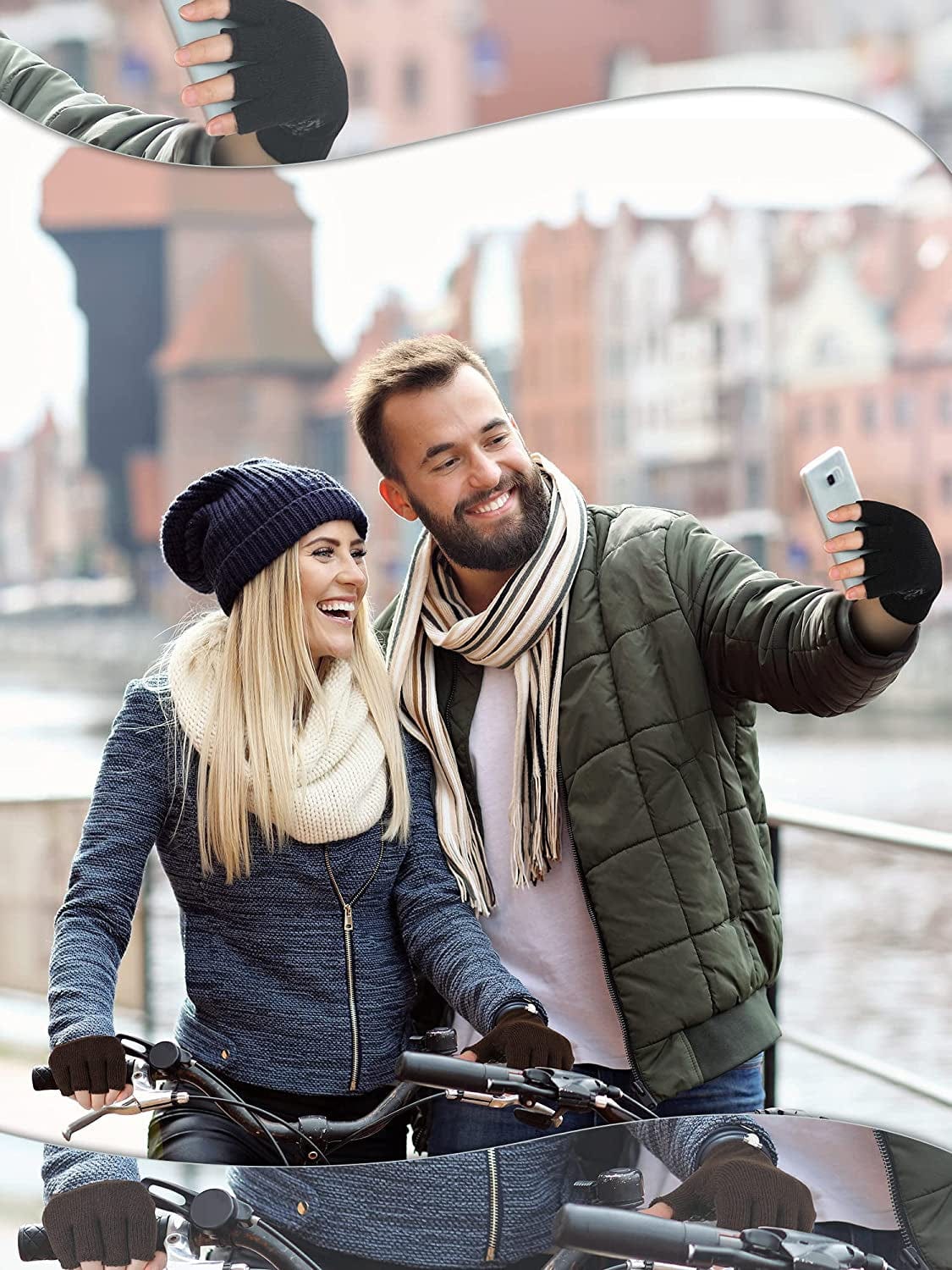 6 Pairs Winter Half Fingerless Knit Gloves Stretchy Anti-Slip Gloves Warm Texting Mittens for Men Women Apparel & Accessories > Clothing Accessories > Gloves & Mittens Geyoga