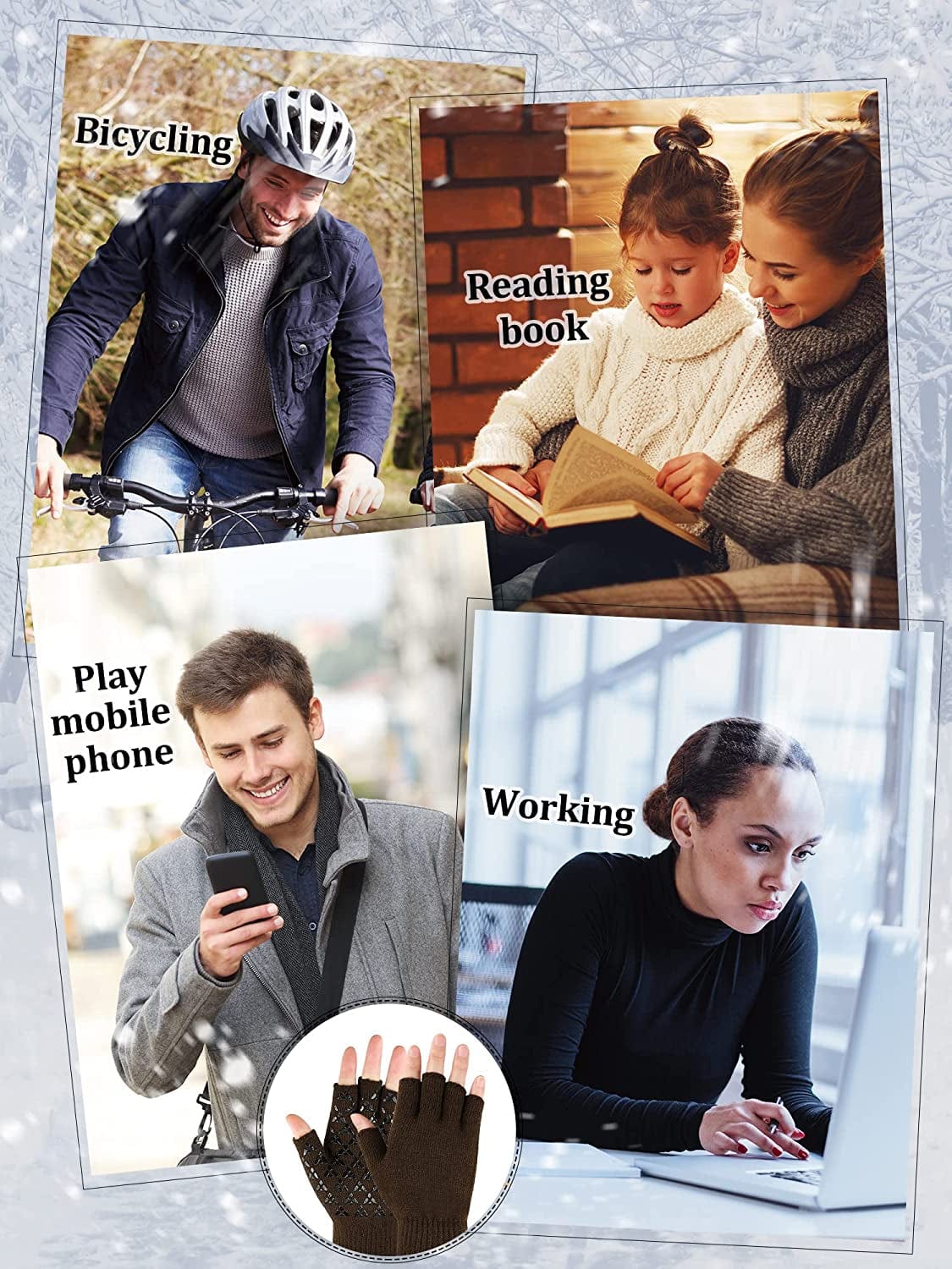 6 Pairs Winter Half Fingerless Knit Gloves Stretchy Anti-Slip Gloves Warm Texting Mittens for Men Women Apparel & Accessories > Clothing Accessories > Gloves & Mittens Geyoga