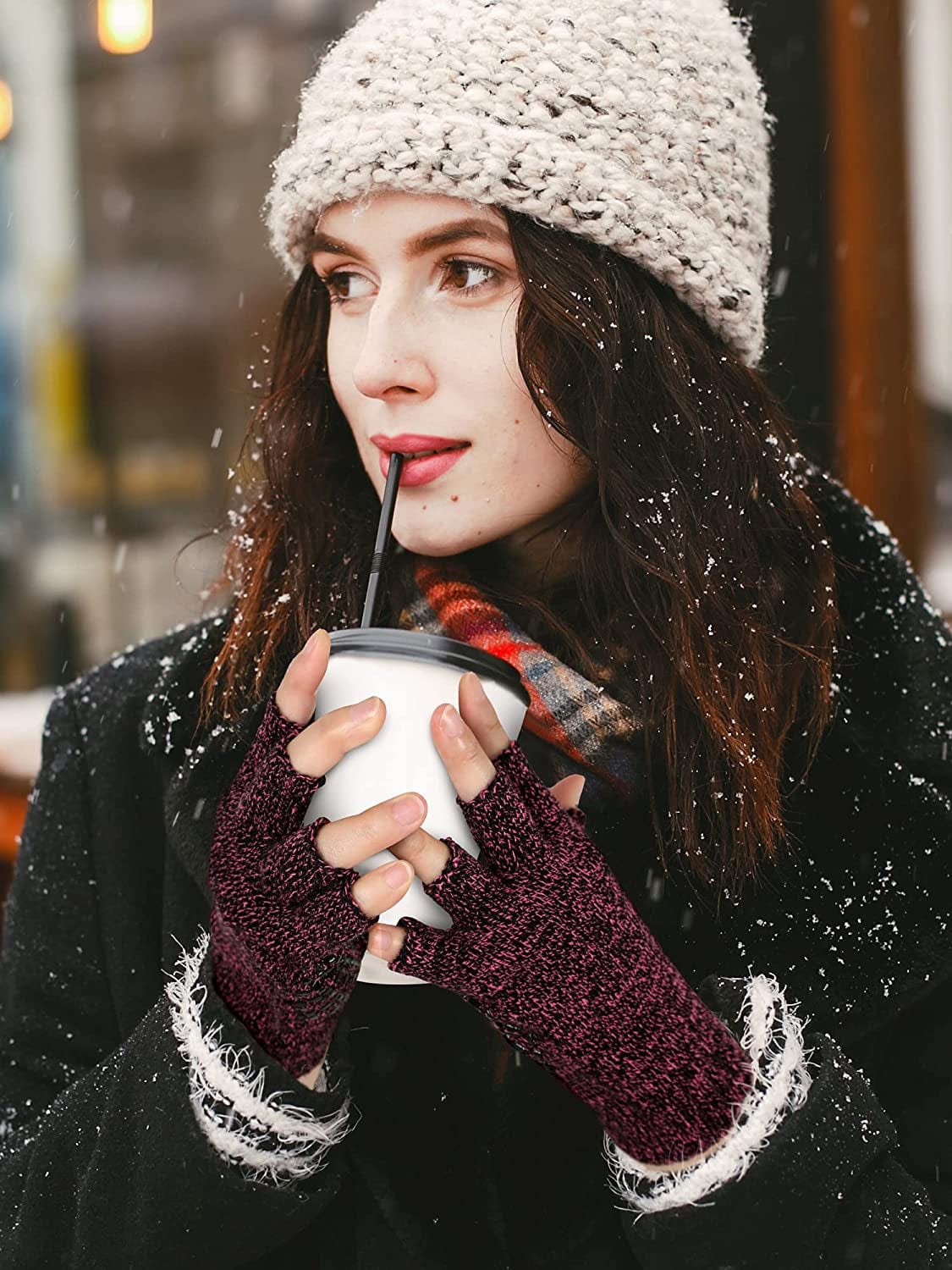 6 Pairs Winter Half Fingerless Knit Gloves Stretchy Anti-Slip Gloves Warm Texting Mittens for Men Women Apparel & Accessories > Clothing Accessories > Gloves & Mittens Geyoga