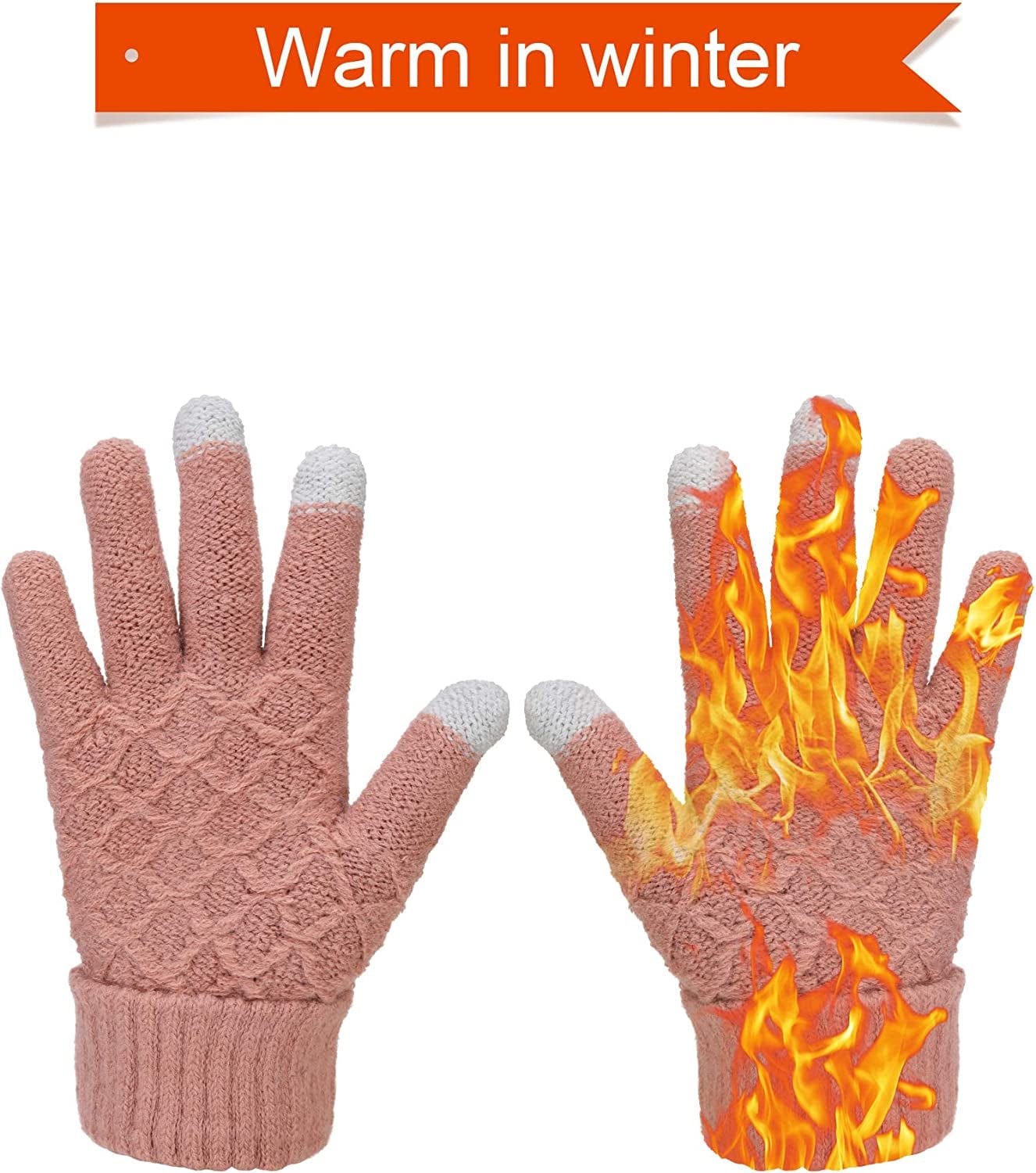 6 Pairs Women'S Winter Touchscreen Gloves Warm Fleece Lined Knit Gloves Elastic Cuff Winter Texting Gloves Apparel & Accessories > Clothing Accessories > Gloves & Mittens SATINIOR