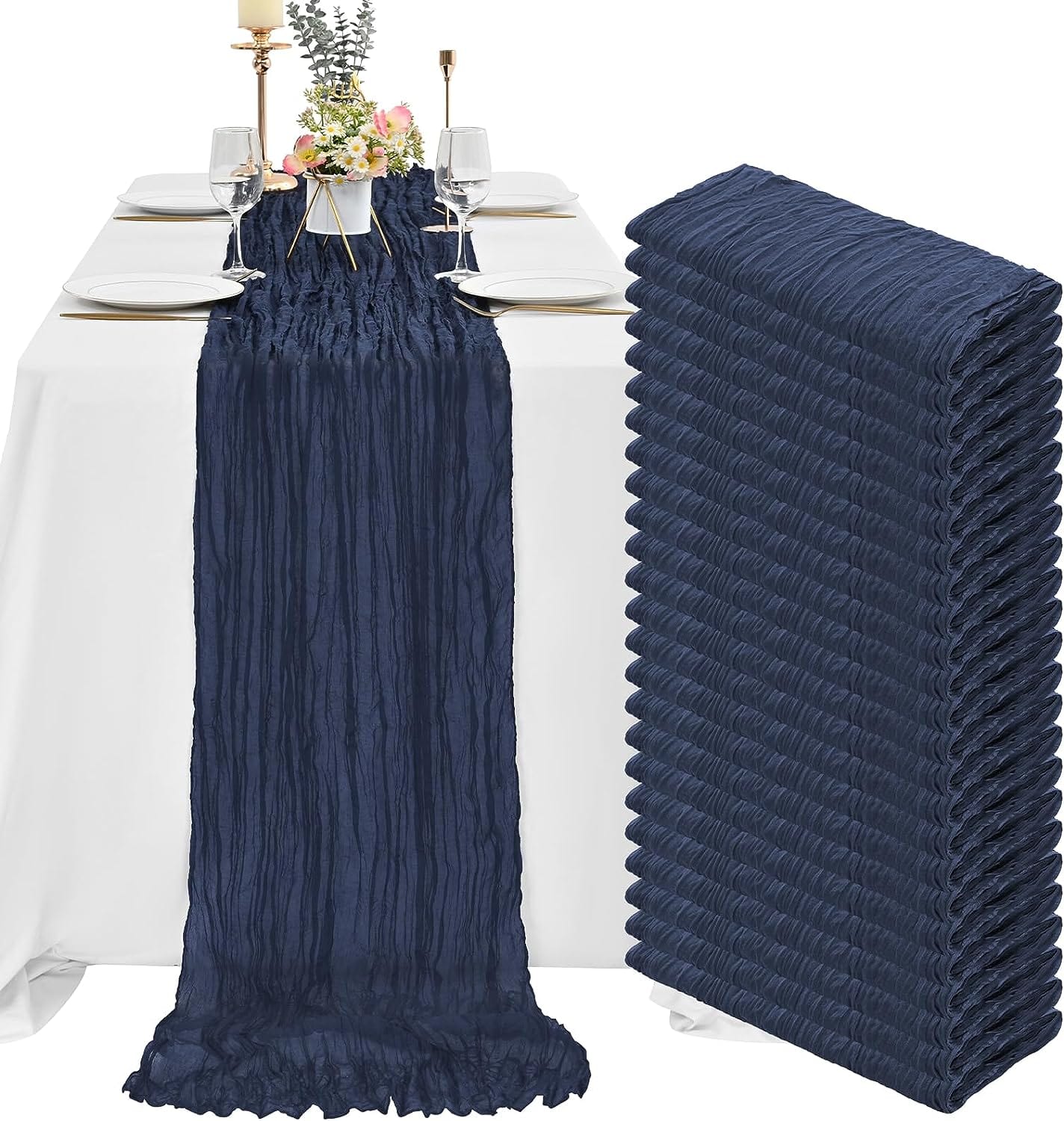 6 Pcs Sage Green Cheesecloth Table Runner 10FT, Gauze Table Runner for Wedding Reception Sheer Bridal Shower Birthday Party Boho Table Decoration, Rustic Romantic Wedding Runner