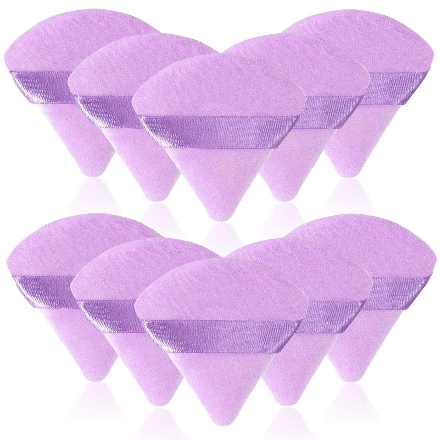 6 Pcs Soft Face Makeup Triangle Powder Puff,Beauty Loose Velour Puff with Strap,Under Eye Contouring Body Cosmetic Foundation Sponge Mineral Wet Dry Powder Puffs for Face Powder Tool (Rose Red) Health & Beauty > Personal Care > Cosmetics > Cosmetic Tools > Makeup Tools BrainKer B# 10 Pcs Purple