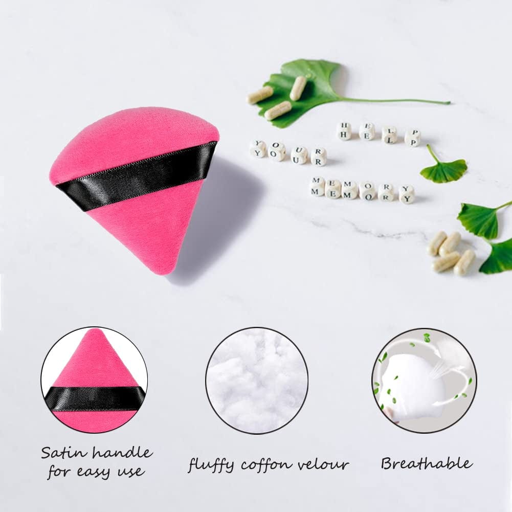 6 Pcs Soft Face Makeup Triangle Powder Puff,Beauty Loose Velour Puff with Strap,Under Eye Contouring Body Cosmetic Foundation Sponge Mineral Wet Dry Powder Puffs for Face Powder Tool (Rose Red) Health & Beauty > Personal Care > Cosmetics > Cosmetic Tools > Makeup Tools BrainKer