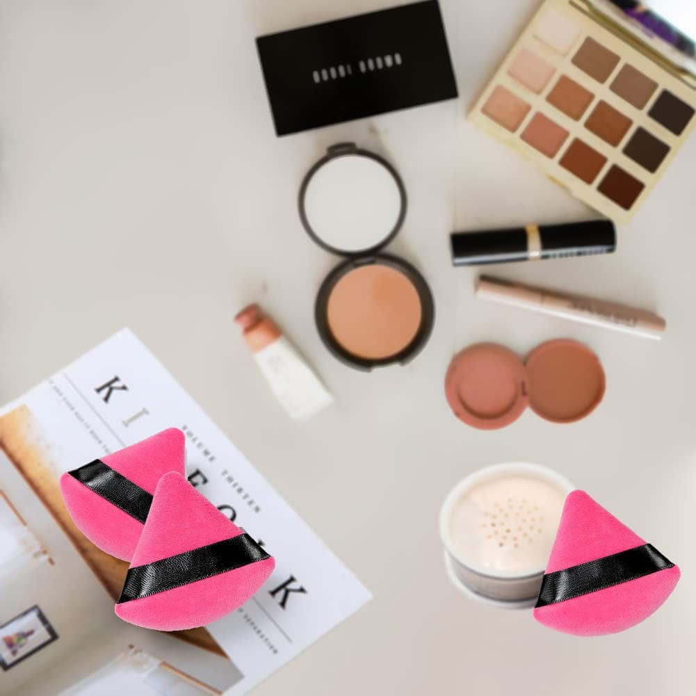 6 Pcs Soft Face Makeup Triangle Powder Puff,Beauty Loose Velour Puff with Strap,Under Eye Contouring Body Cosmetic Foundation Sponge Mineral Wet Dry Powder Puffs for Face Powder Tool (Rose Red) Health & Beauty > Personal Care > Cosmetics > Cosmetic Tools > Makeup Tools BrainKer