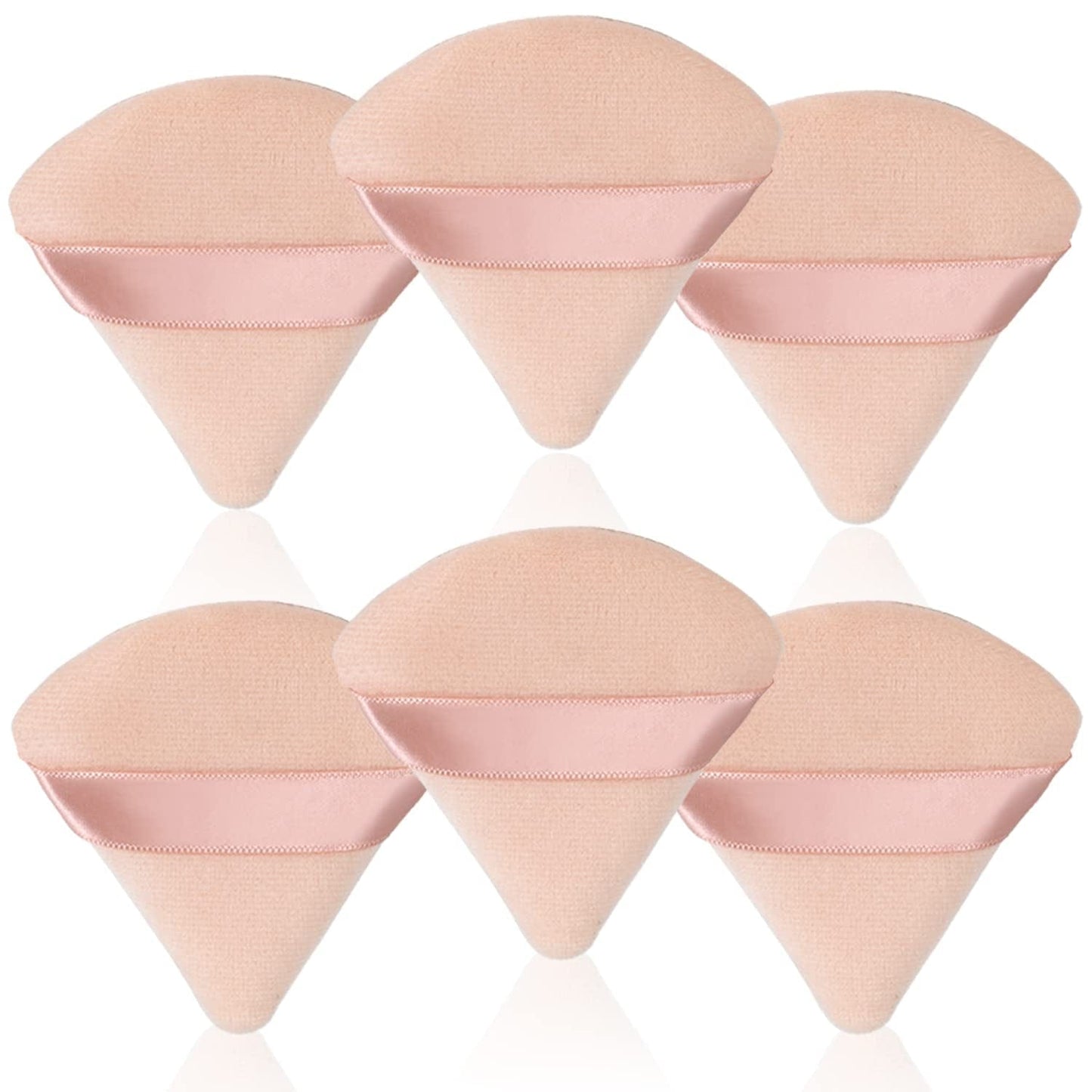 6 Pcs Soft Face Makeup Triangle Powder Puff,Beauty Loose Velour Puff with Strap,Under Eye Contouring Body Cosmetic Foundation Sponge Mineral Wet Dry Powder Puffs for Face Powder Tool (Rose Red) Health & Beauty > Personal Care > Cosmetics > Cosmetic Tools > Makeup Tools BrainKer A# 6 pcs Flesh