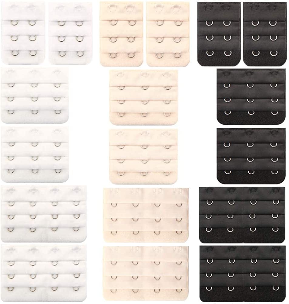 6 Pcs Women'S Bra Extender 2 Hooks/ 3 Hooks/ 4 Hooks Elastic Bra Extension Strap, Bra Lingerie Extenders, White/Black/Beige Color1-18/2/3/4hooks