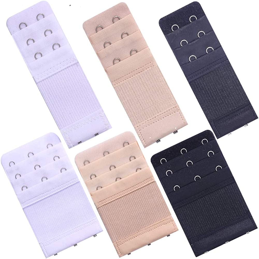 6 Pcs Women'S Bra Extender 2 Hooks/ 3 Hooks/ 4 Hooks Elastic Bra Extension Strap, Bra Lingerie Extenders, White/Black/Beige 2/3 Hooks