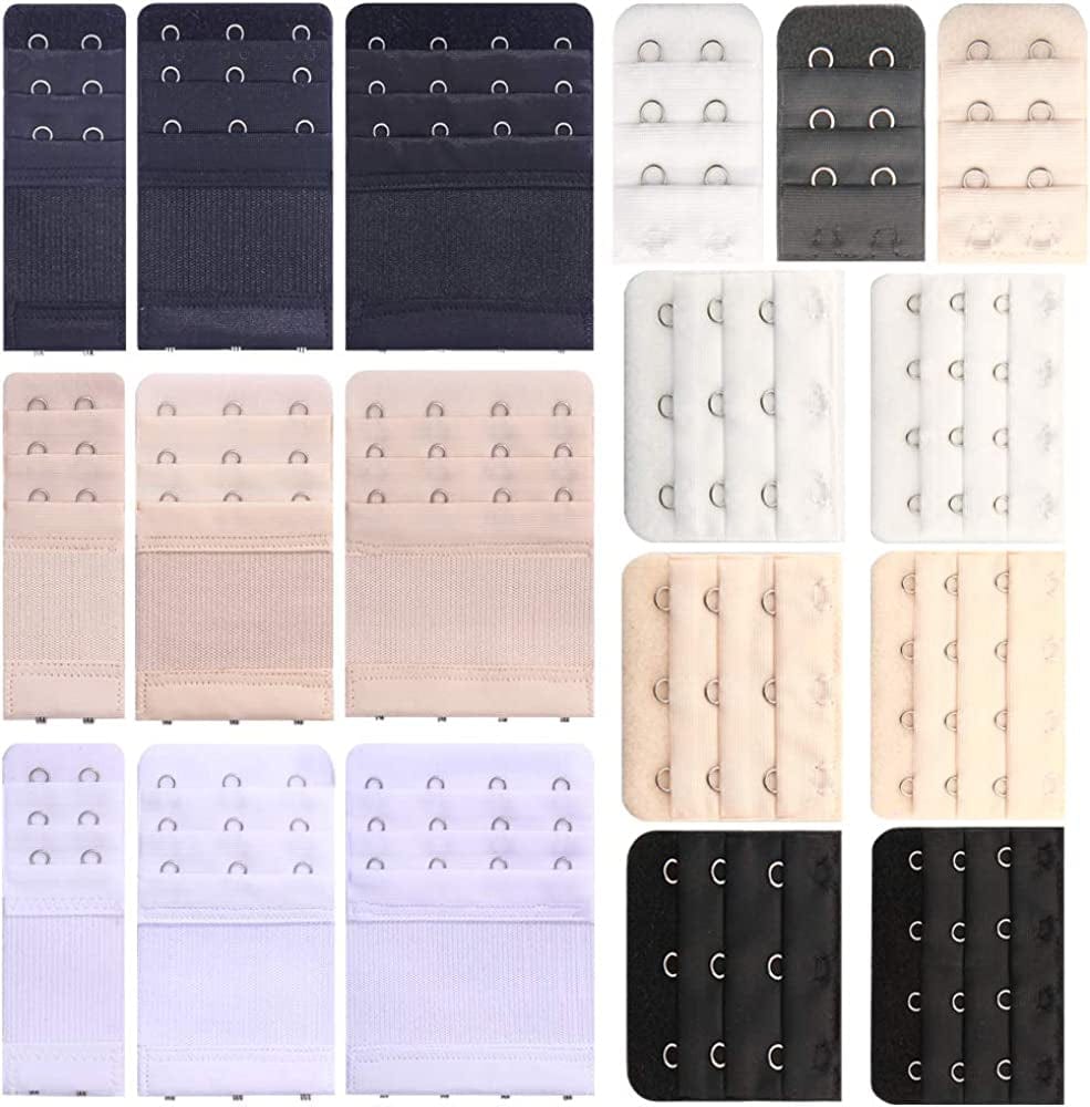6 Pcs Women'S Bra Extender 2 Hooks/ 3 Hooks/ 4 Hooks Elastic Bra Extension Strap, Bra Lingerie Extenders, White/Black/Beige 2/3/4hooks-0018