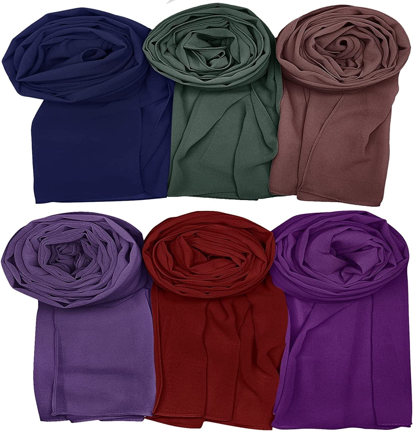 6 Pcs Women Scarf Soft Chiffon Shawl Travel Sunscreen Wrap Scarf Multicolor Apparel & Accessories > Clothing Accessories > Scarves & Shawls Hulless Multicolor C 70 x 28 inch