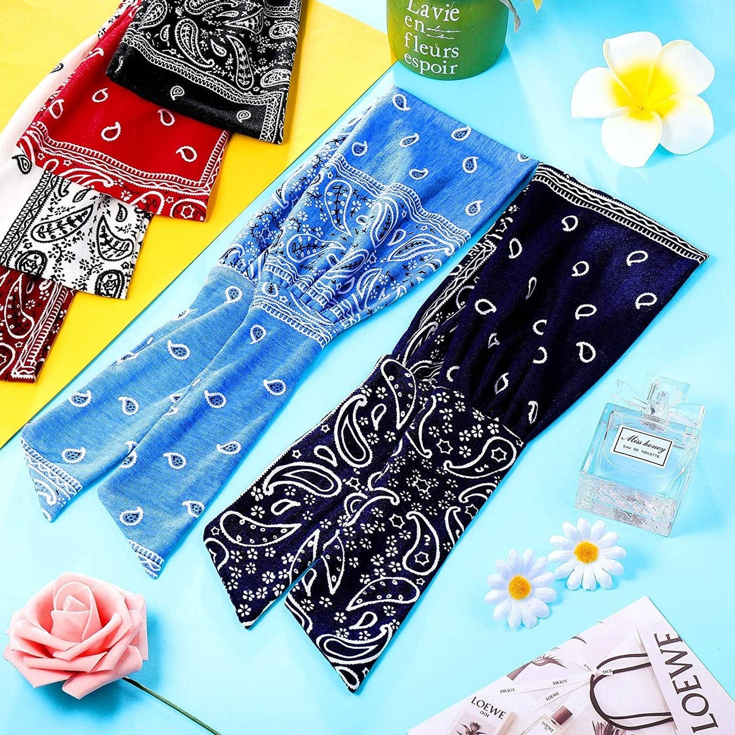 6 Pieces Adjustable Headbands for Women Knotted Headbands African Headband Yoga Elastic Non-Slip Floral Hair Bands for Running Hiking Cycling Workout (Elegant Patterns) Apparel & Accessories > Clothing Accessories > Bandanas & Headties WILLBOND