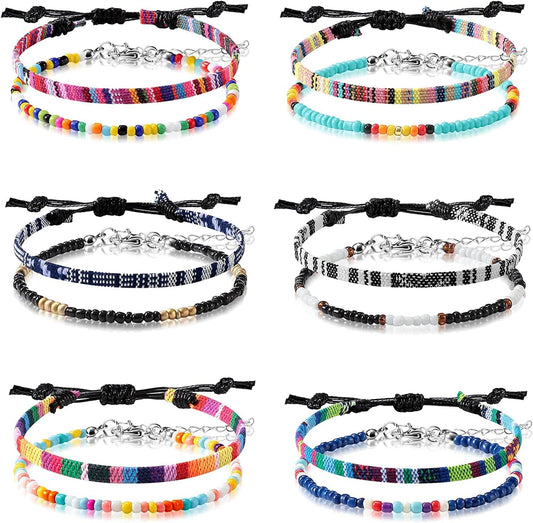 6 Pieces Ankle Bracelet Adjustable Boho Surfer Anklet Bracelet Thin Rope Unisex Handmade Beach Anklet Boho Colorful Ankle Bracelet Bohemia Anklet Chain Jewelry Festival Accessories Apparel & Accessories > Jewelry > Anklets Jadive Charming Style