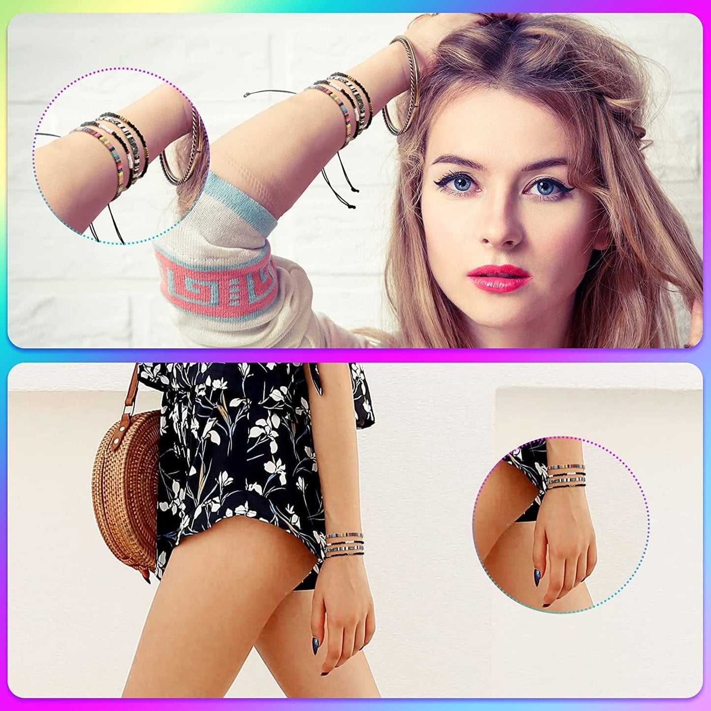 6 Pieces Ankle Bracelet Adjustable Boho Surfer Anklet Bracelet Thin Rope Unisex Handmade Beach Anklet Boho Colorful Ankle Bracelet Bohemia Anklet Chain Jewelry Festival Accessories Apparel & Accessories > Jewelry > Anklets Jadive